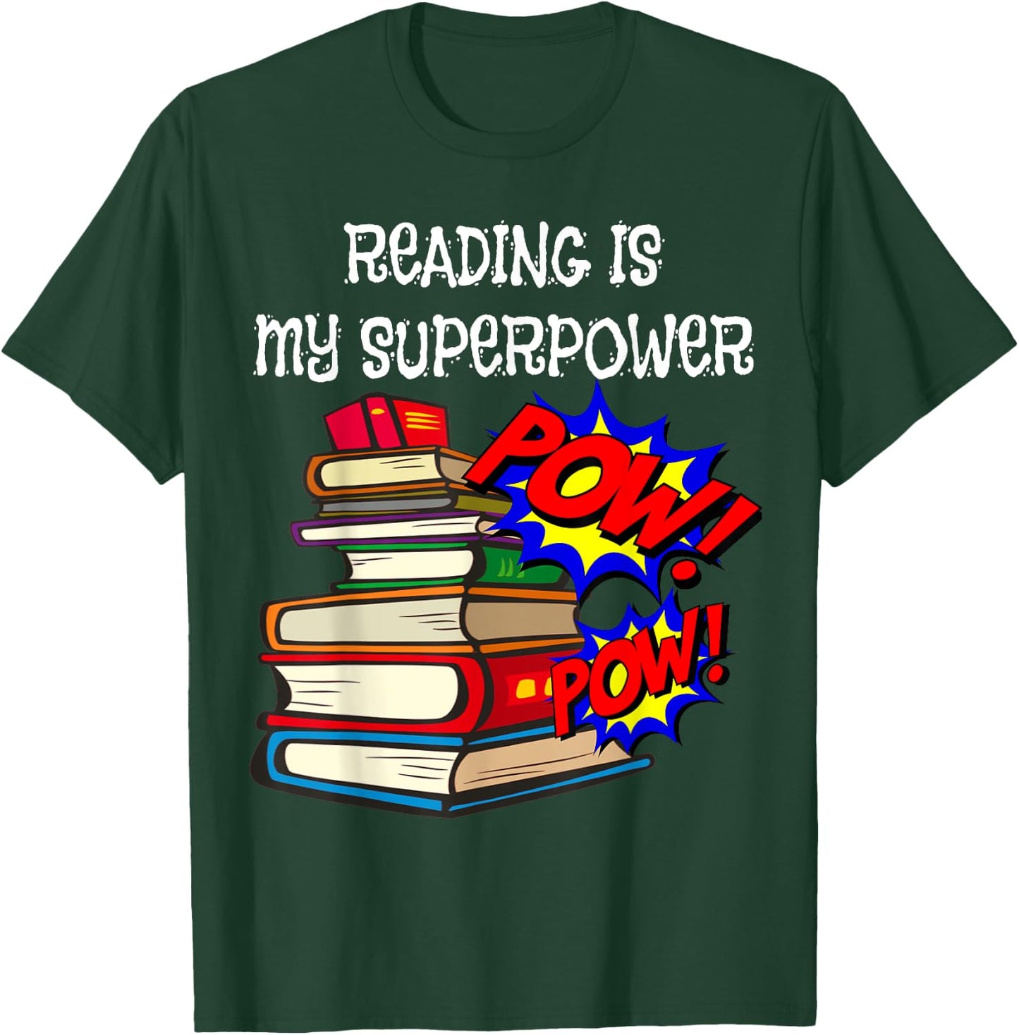 Reading is My Super Power Superhero Best English Teacher T-Shirt - T-Shirt | Forest