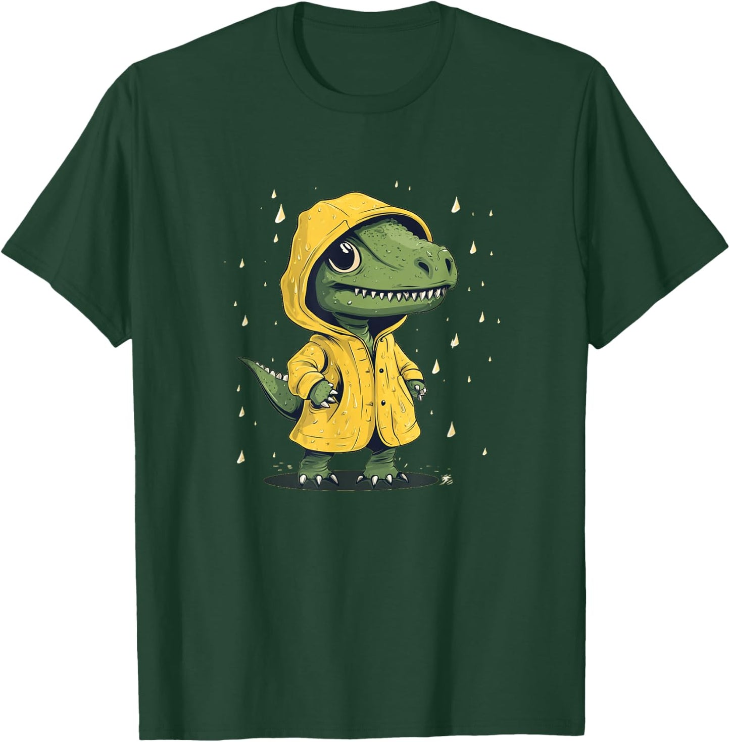 Hilarious Dino Raincoat Adventure Graphic for Boys and Girls T-Shirt - T-Shirt | Forest
