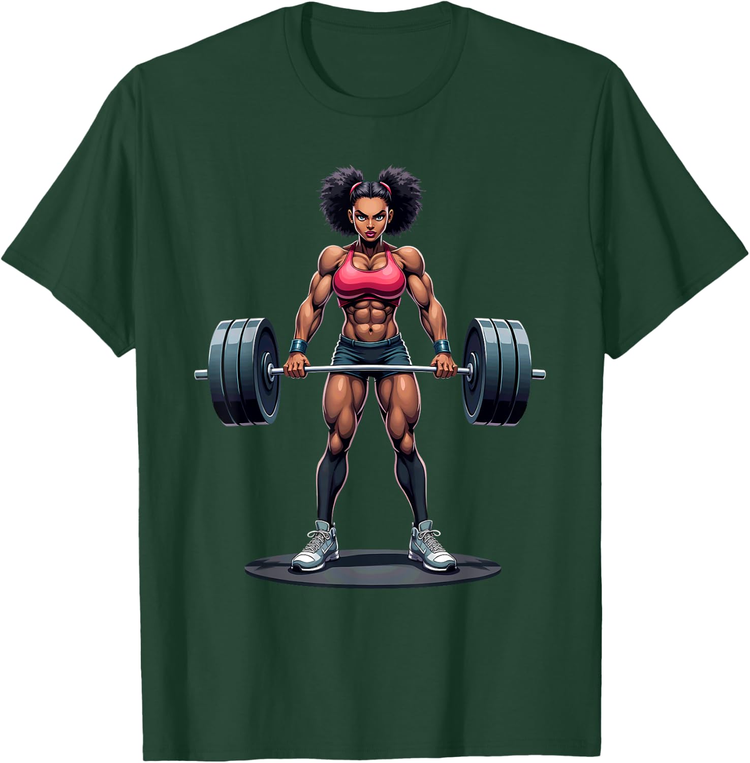 Workout Gym Black Girl Deadlift Weightlifting T-Shirt - T-Shirt | Forest