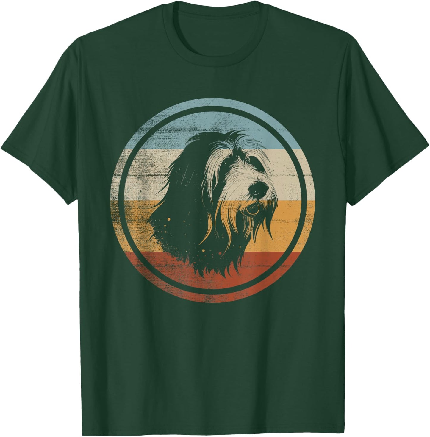 Retro Style Bearded Collie Hund T-Shirt - T-Shirt | Forest