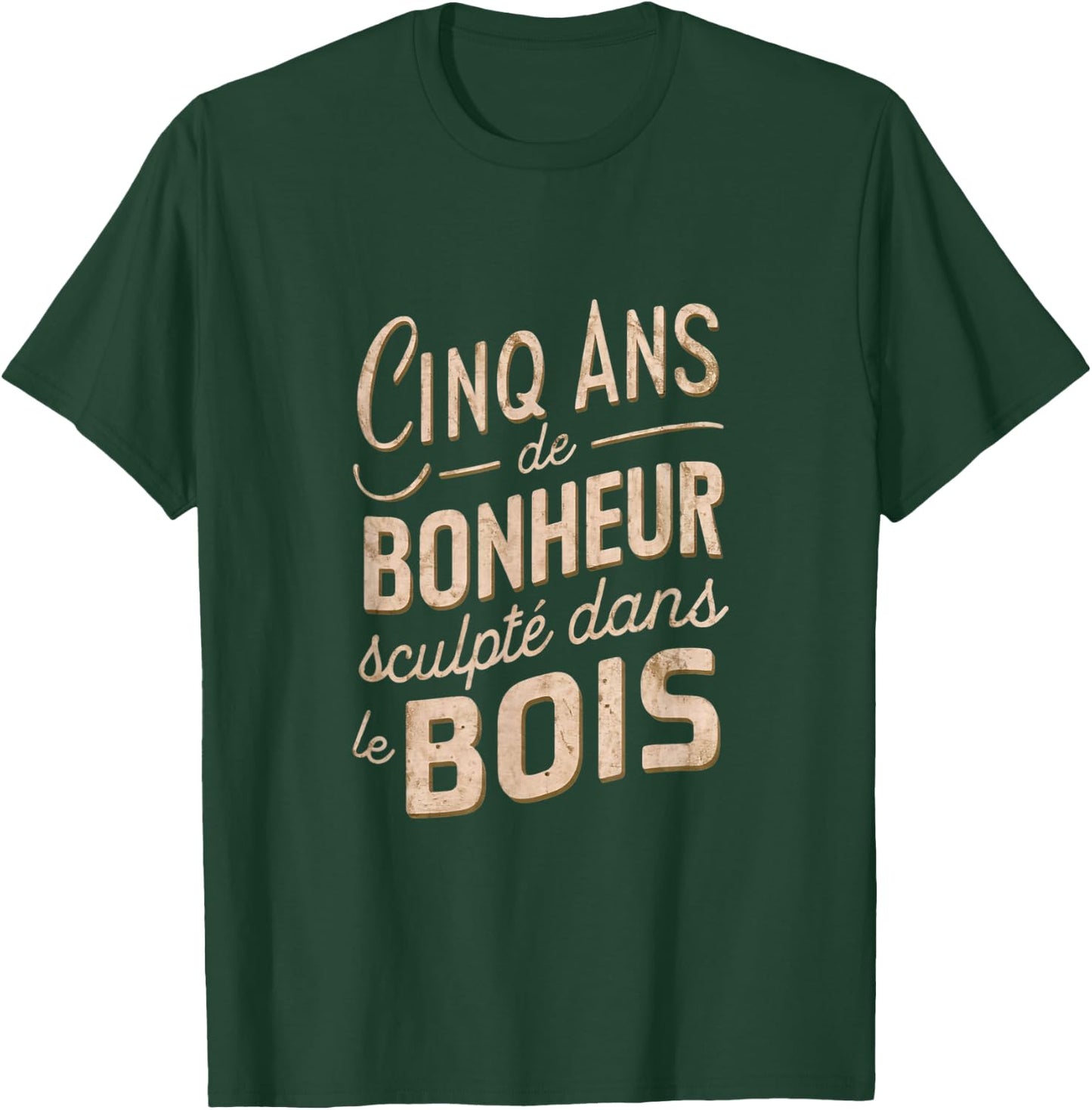 Gift 5 Years Wedding Anniversary Noces de bois , Black, S T-Shirt - T-Shirt | Forest