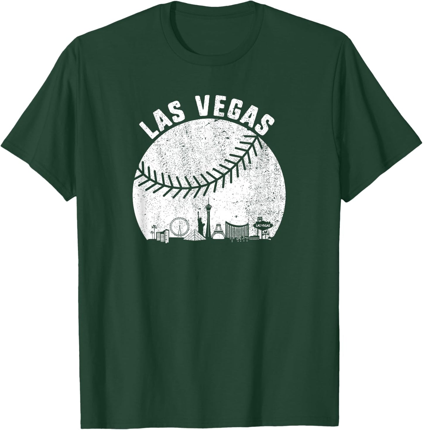 Las Vegas Skyline Baseball Fan Vintage Baseball Las Vegas T-Shirt - T-Shirt | Forest