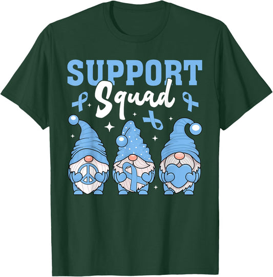 Support Squad Prostate Cancer Gnomes With Light Blue Ribbon T-Shirt - T-Shirt | Forest