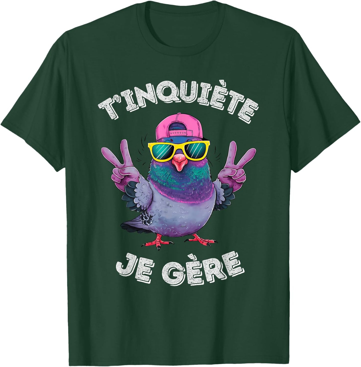 Pigeon Accessory Humour Beer Aperitif T'inquiète Je Gère , Black, S T-Shirt - T-Shirt | Forest