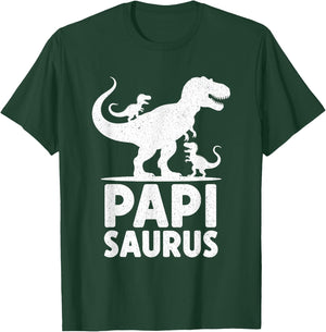 Papi Saurus Dinosaur Grandpa Of Two Grandkids Dino Family T-Shirt - T-Shirt | Forest