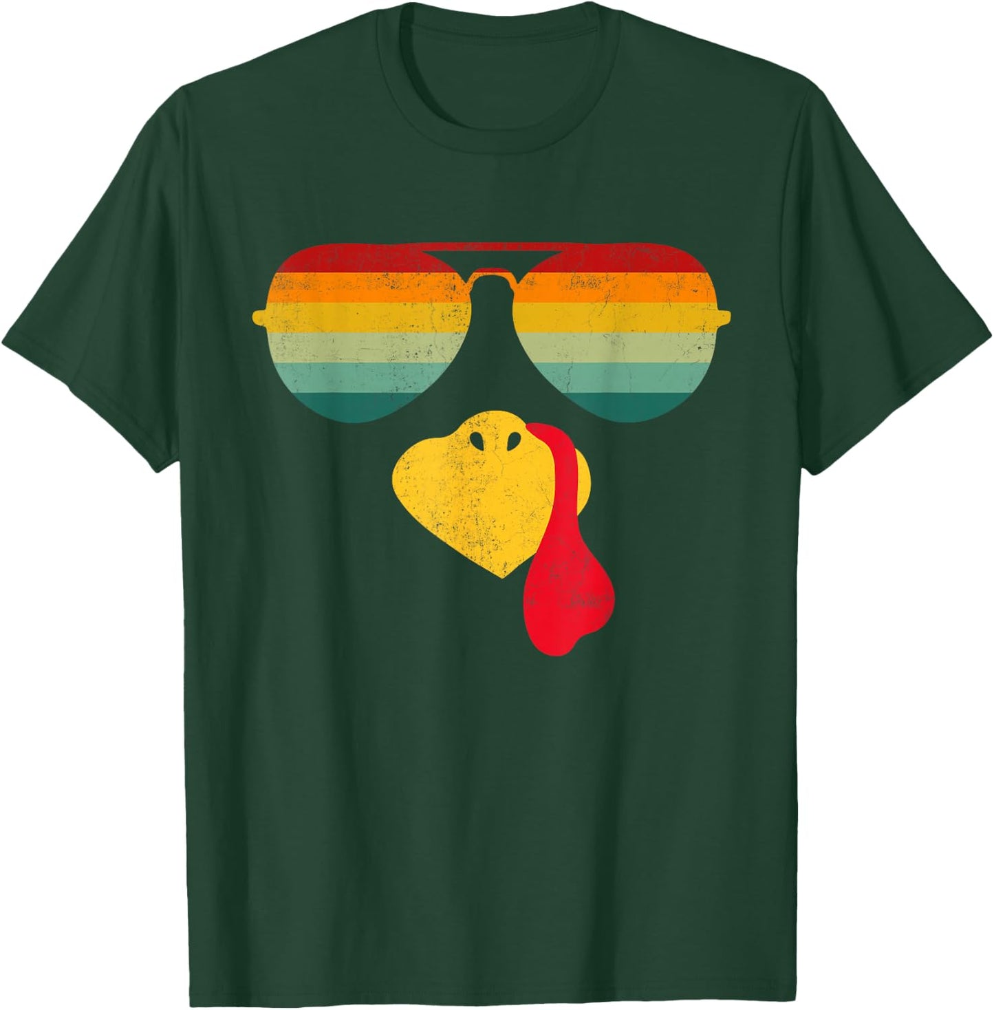 Thanksgiving Turkey Face Sunglasses Thanksgiving Funny T-Shirt - T-Shirt | Forest