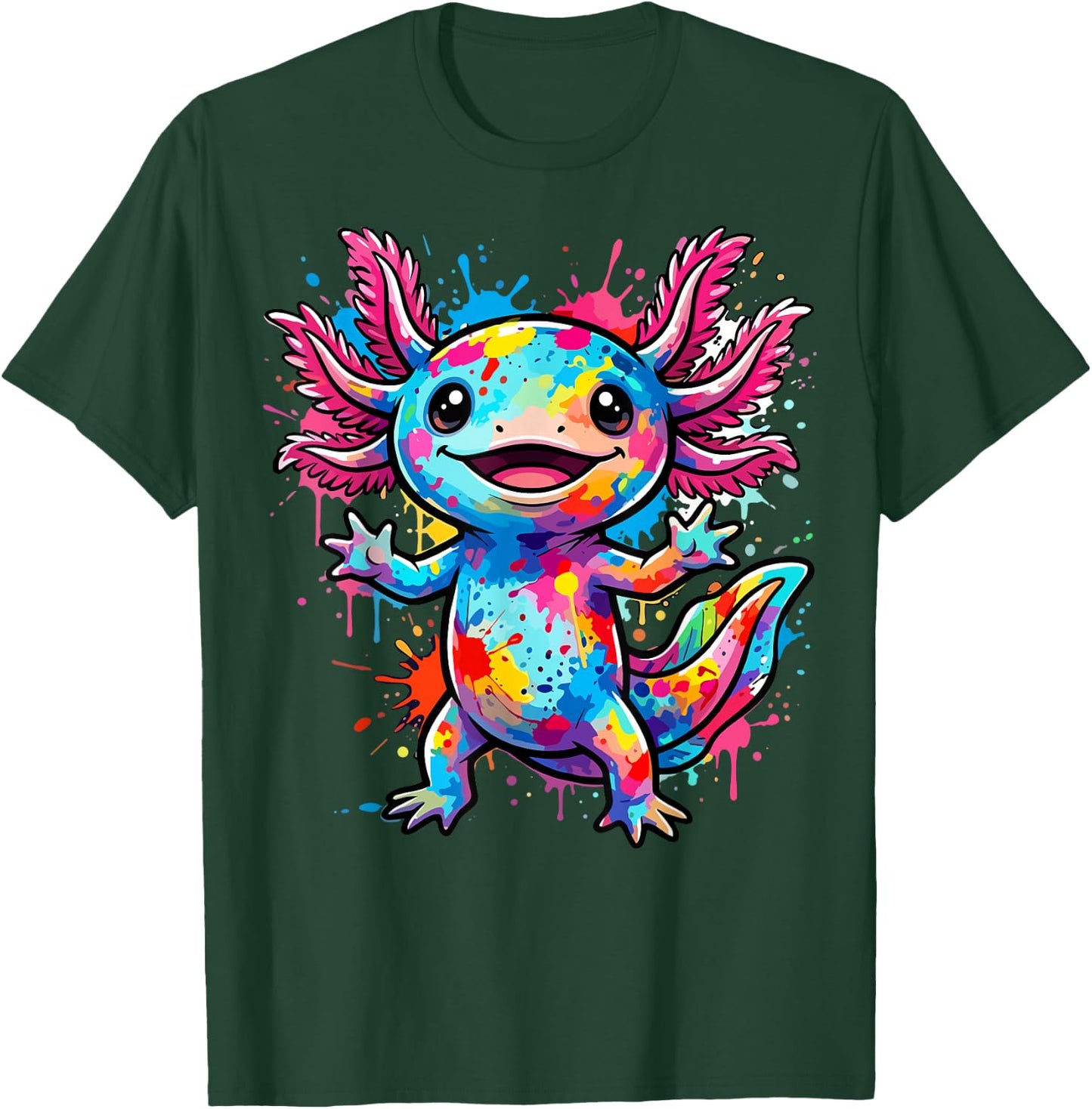 Cute Axolotl Colorful Kawaii T-Shirt - T-Shirt | Forest