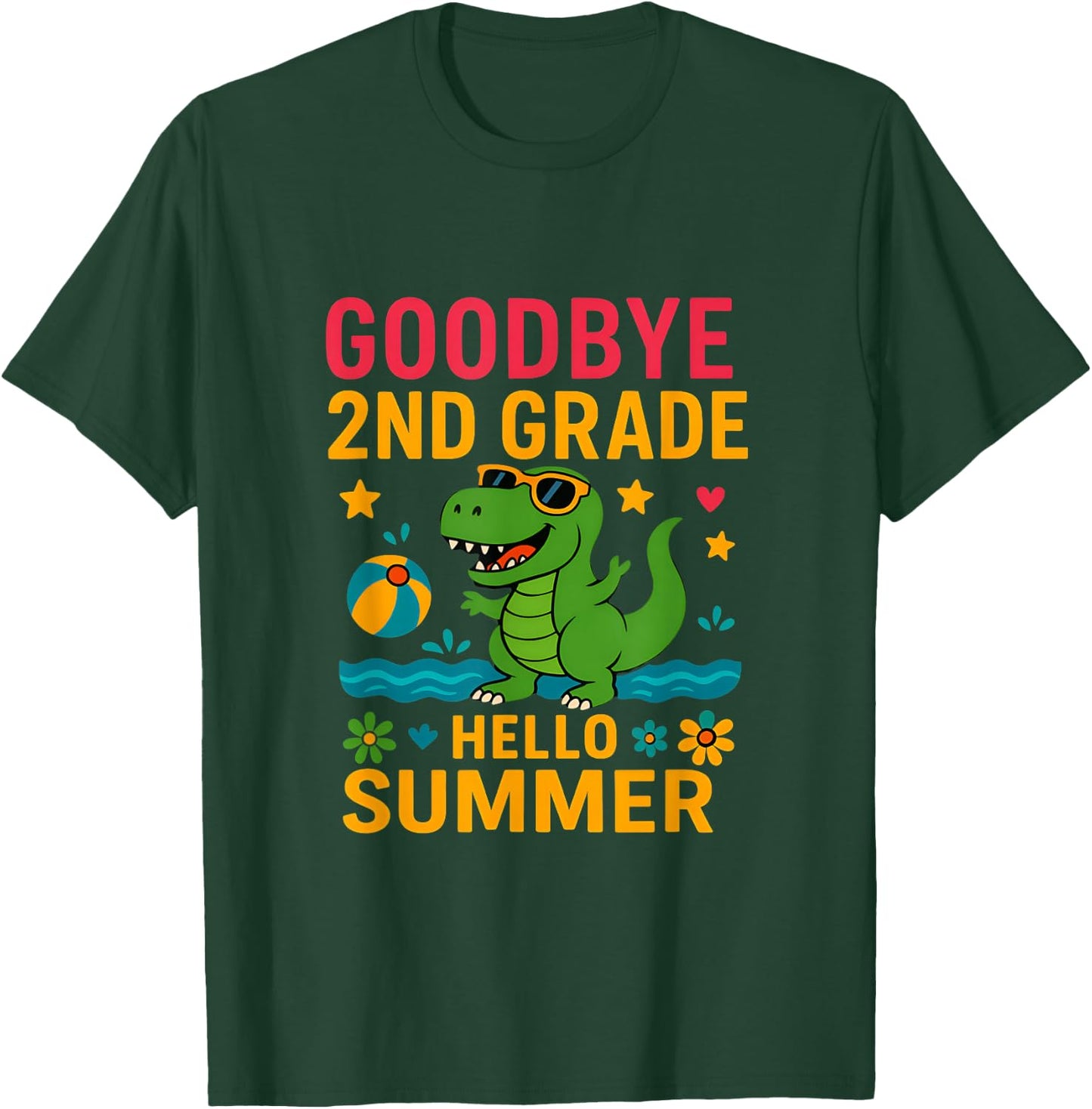 Goodbye 2nd Grade Last Day of School Students dinosaur T-Shirt - T-Shirt | Forest
