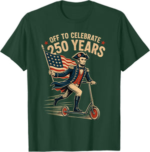 Abraham Lincoln Scooter American Flag 250 Years T-Shirt - T-Shirt | Forest