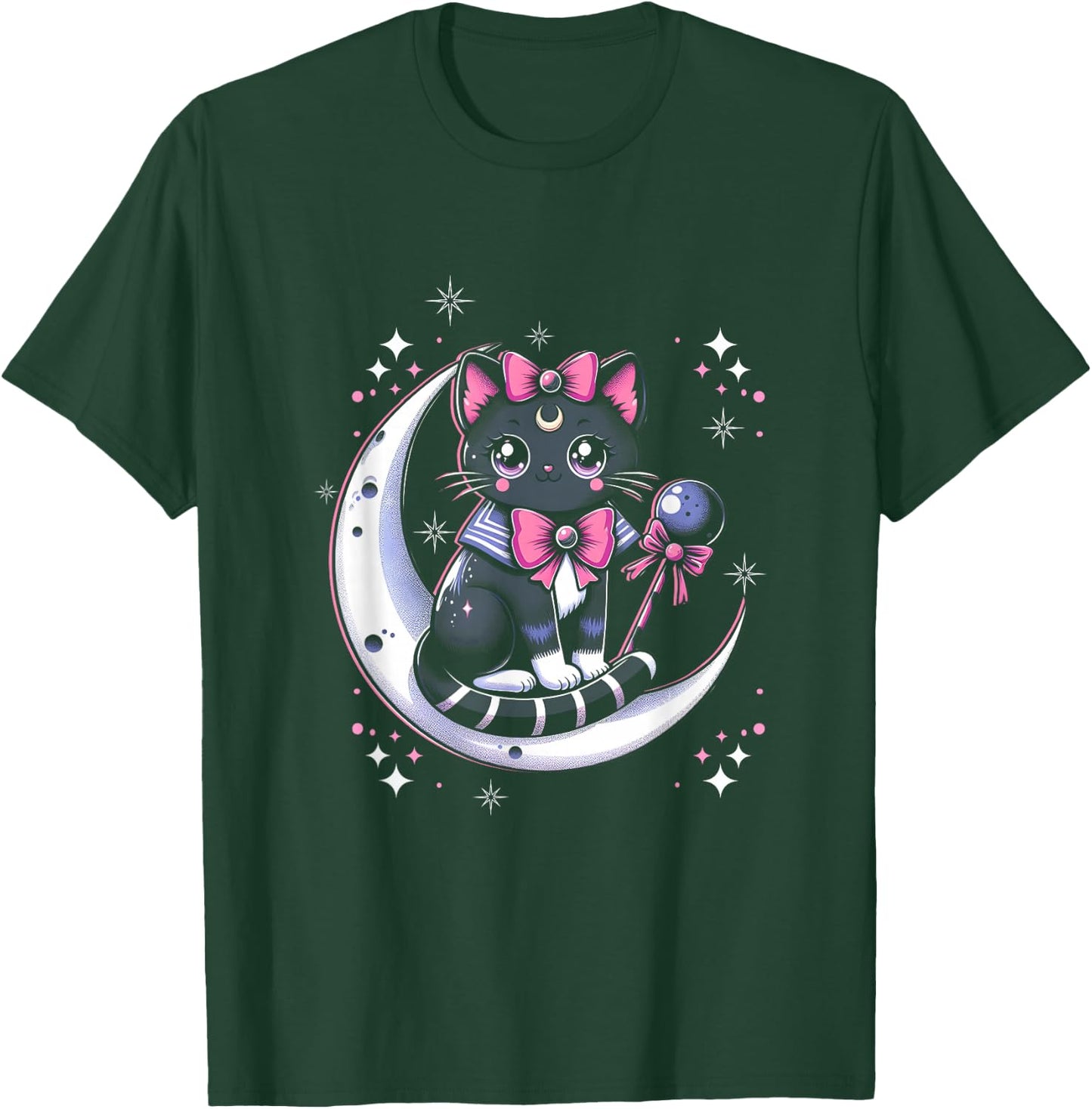 Sailor Meow Cat Sitting On The Moon Space Gothic Halloween T-Shirt - T-Shirt | Forest
