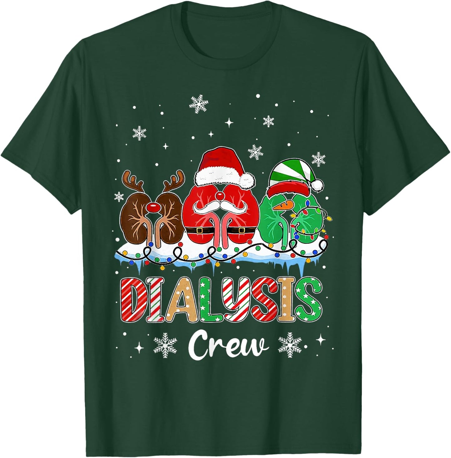 Dialysis Christmas Crew Dialysis Nurse Nephrology Technician T-Shirt - T-Shirt | Forest