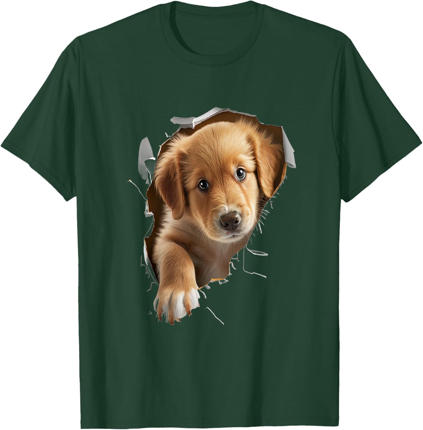 Cute Golden Retriever Puppy Dog Breaking Through Women Kids T-Shirt - T-Shirt | Forest