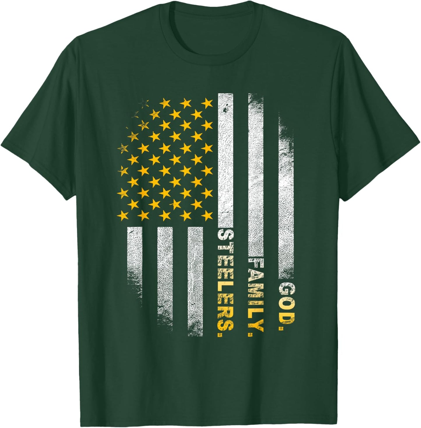 God Family Steelers-Pro Us Flag Shirt Father's Day Dad Gift T-Shirt - T-Shirt | Forest