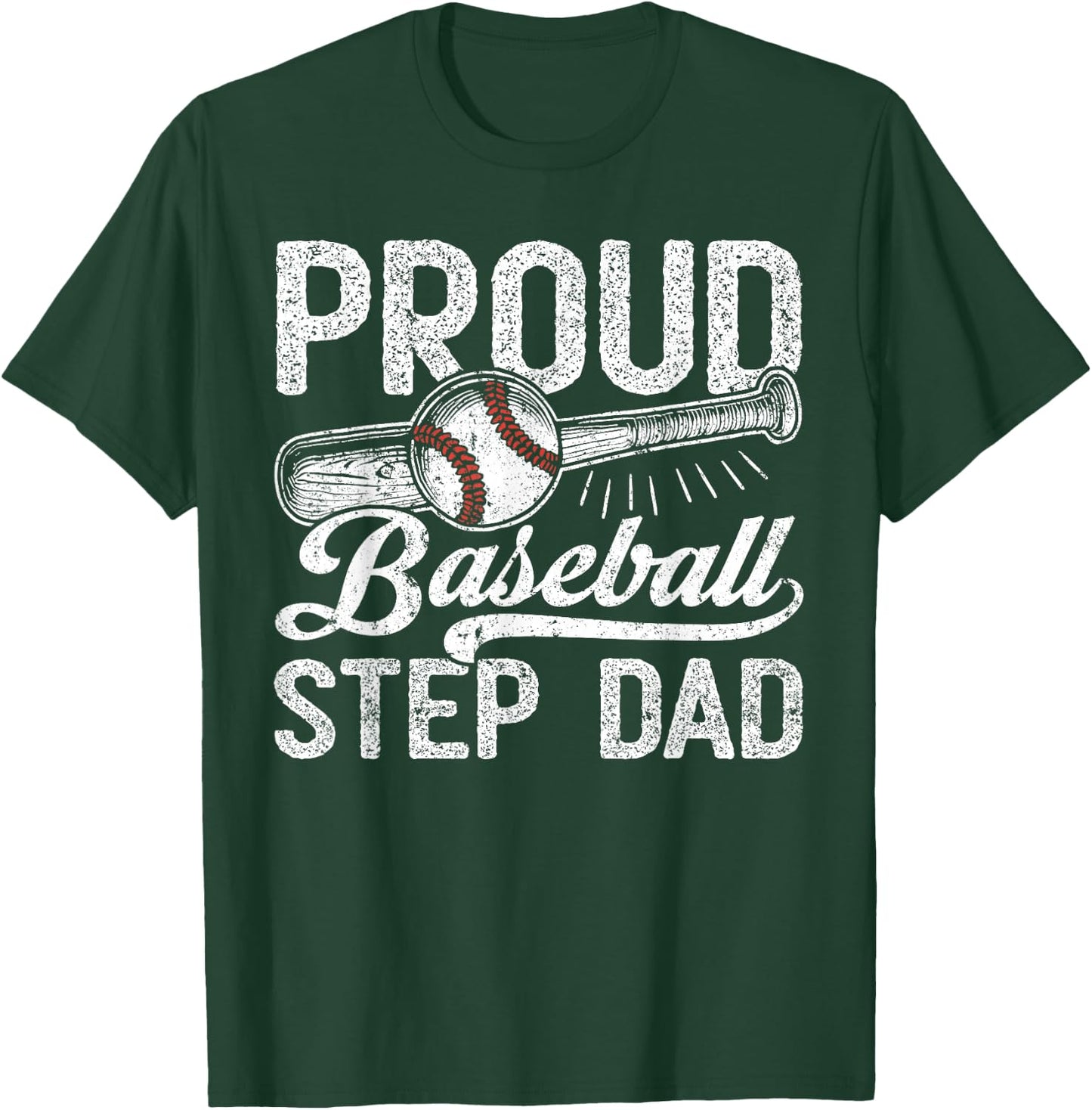 Stepdad Baseball, Vintage Proud Baseball Step Dad T-Shirt - T-Shirt | Forest