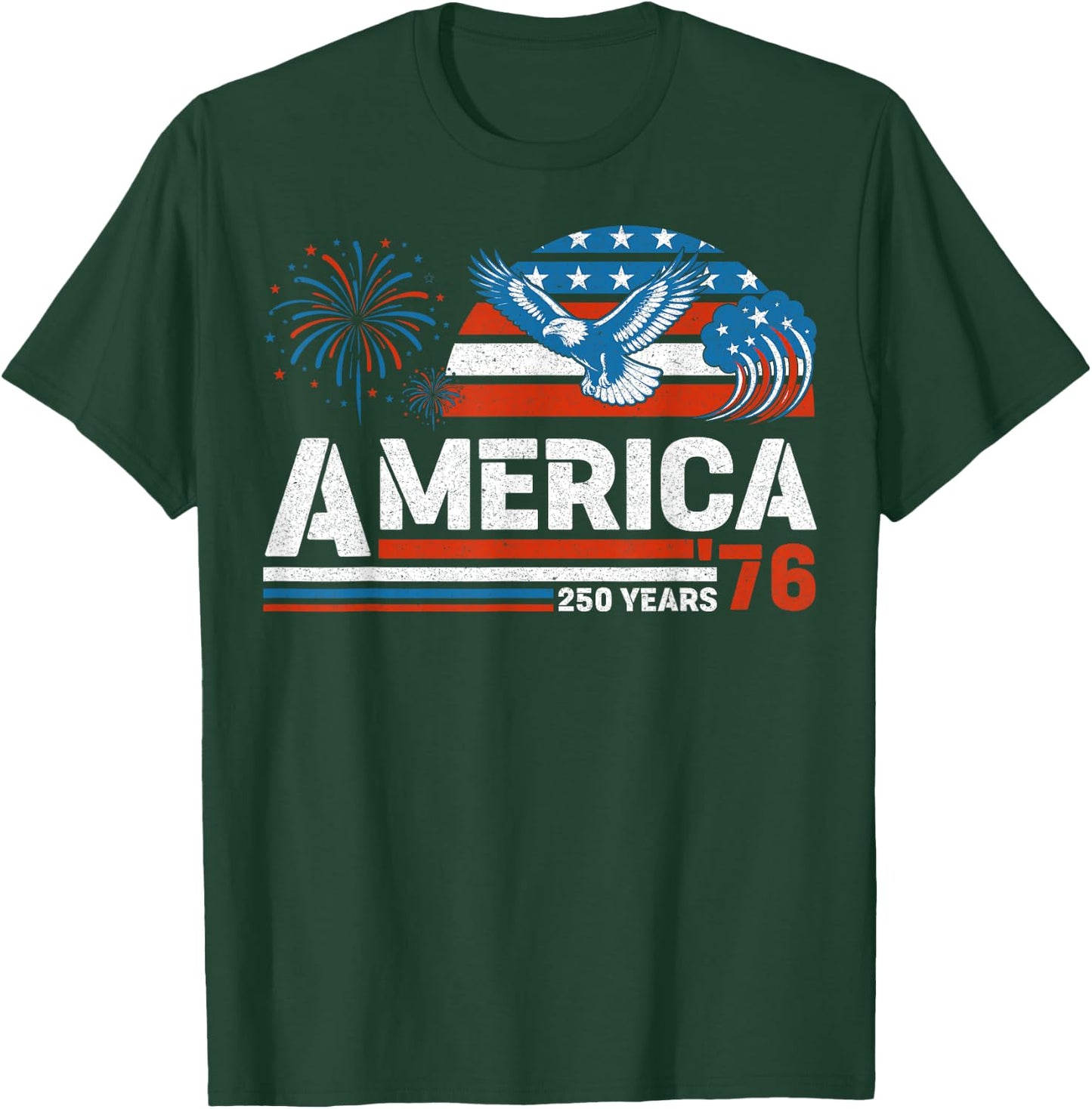 America Retro 250th Anniversary USA 1776 2026 4th of July T-Shirt - T-Shirt | Forest