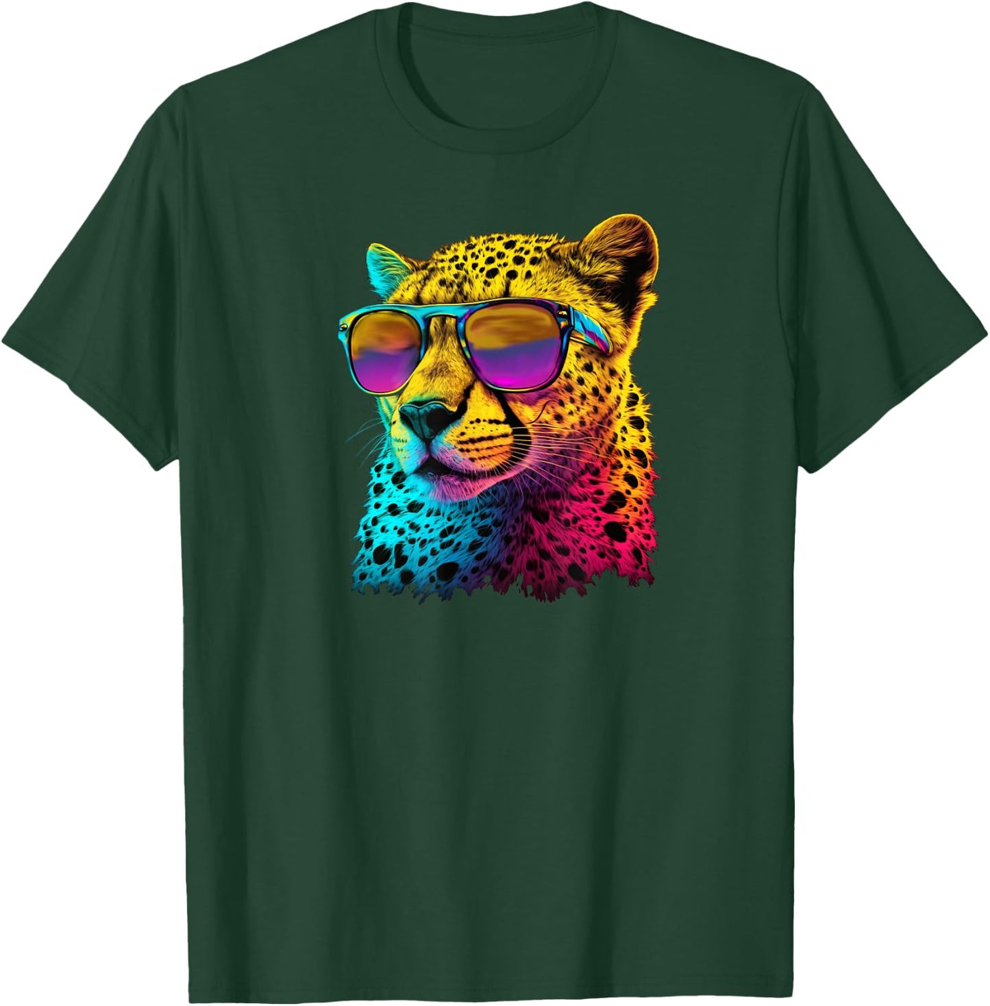 Cheetah Wearing Sunglasses Funny Graphic T-Shirt - T-Shirt | Forest