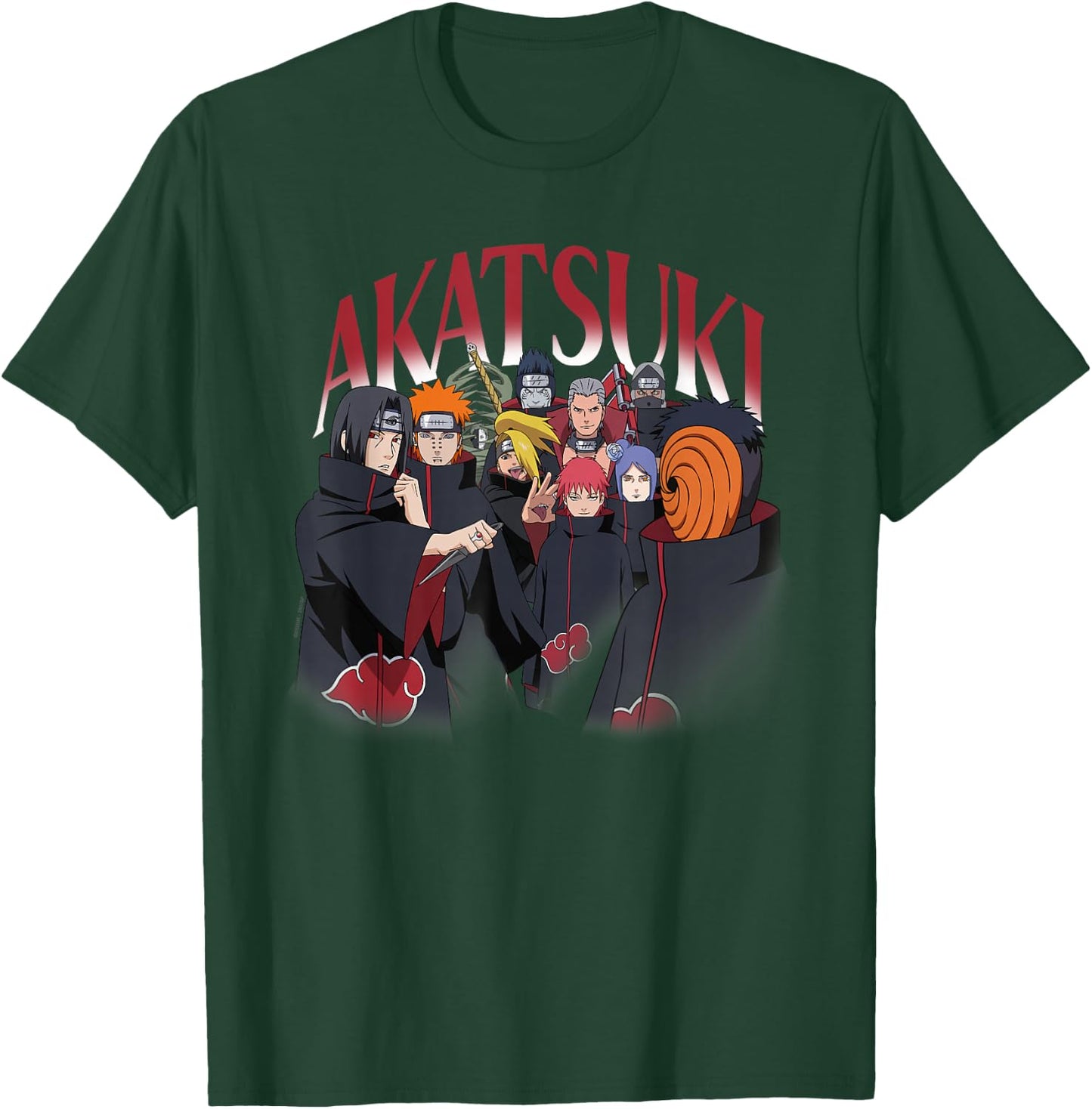 Naruto Shippuden Akatsuki Group Pose 90's Style Anime T-Shirt - T-Shirt | Forest