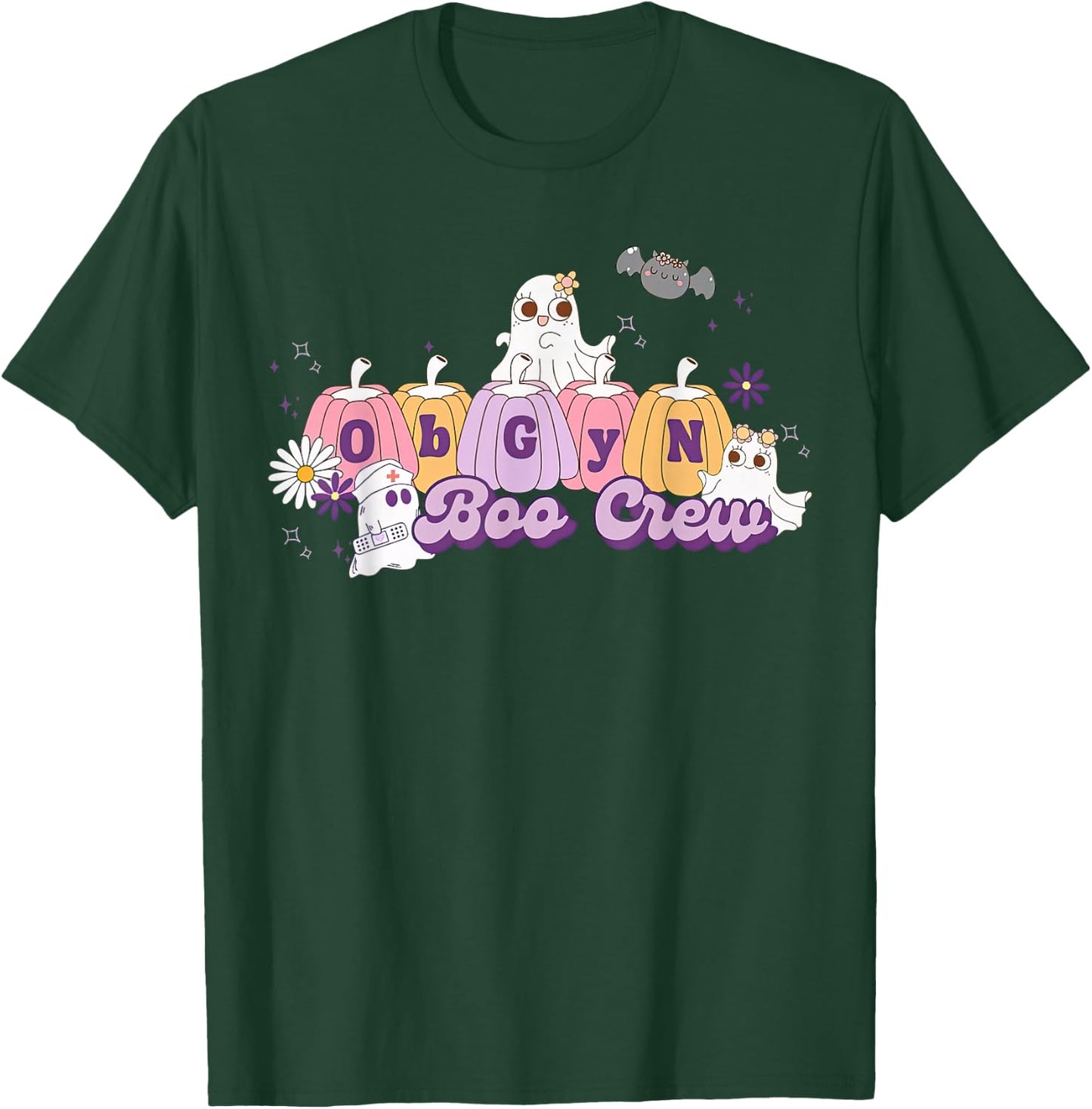 OBGYN Boo Crew Pumpkin Ghost Obstetrician Nurse Halloween T-Shirt - T-Shirt | Forest