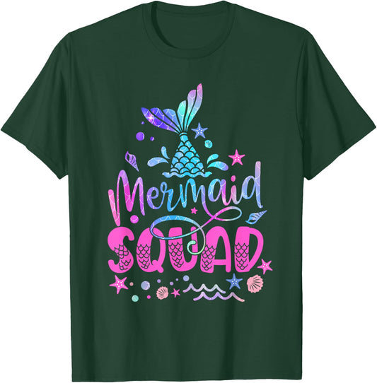Mermaid Squad Mermaid Tail Toddler Girls Birthday outfit T-Shirt - T-Shirt | Forest