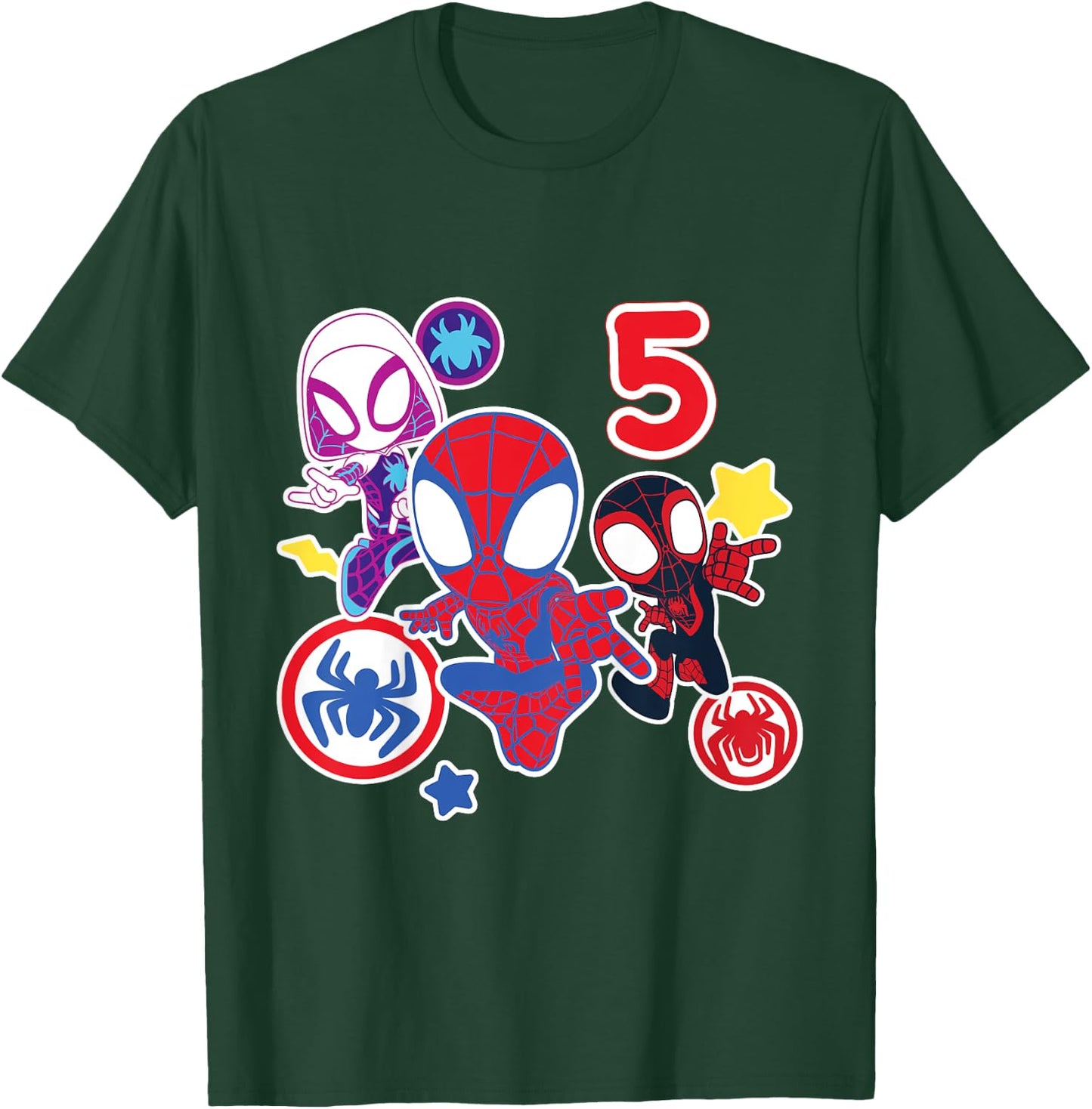 Kids Marvel Spidey and His Amazing Friends 5 Year Old Birthday , black T-Shirt - T-Shirt | Forest