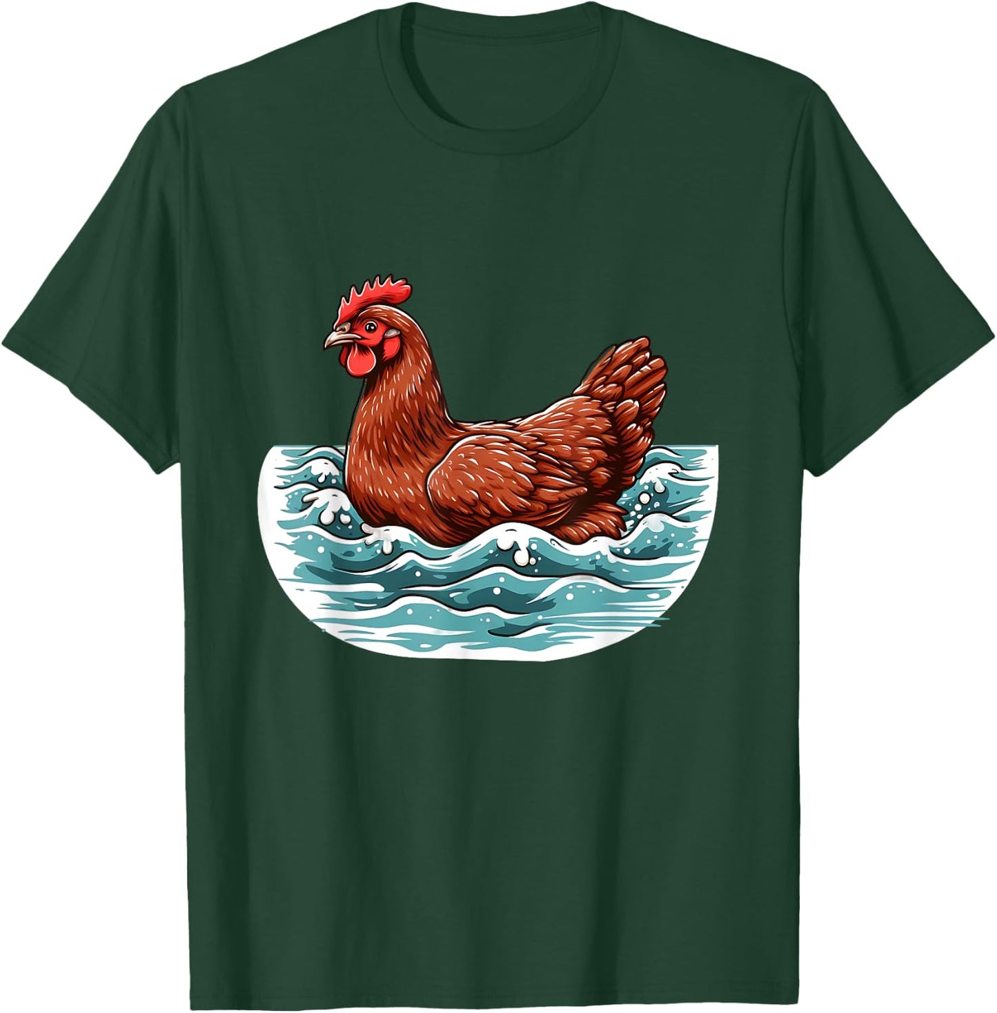 Chicken Swimming Through the Ocean - Swimming Chicken T-Shirt - T-Shirt | Forest