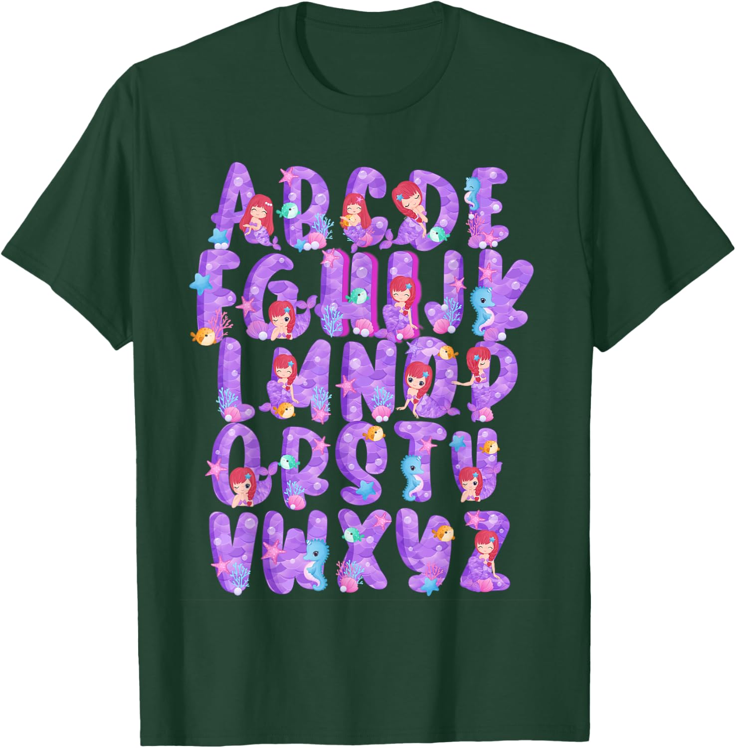 Mermaid Alphabet Hi Preschool PreK Kindergarten Kid Teacher T-Shirt - T-Shirt | Forest