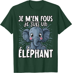 Je M'en Fous Je Suis Un Elephant - Sweet Elephant , Black, S T-Shirt - T-Shirt | Forest