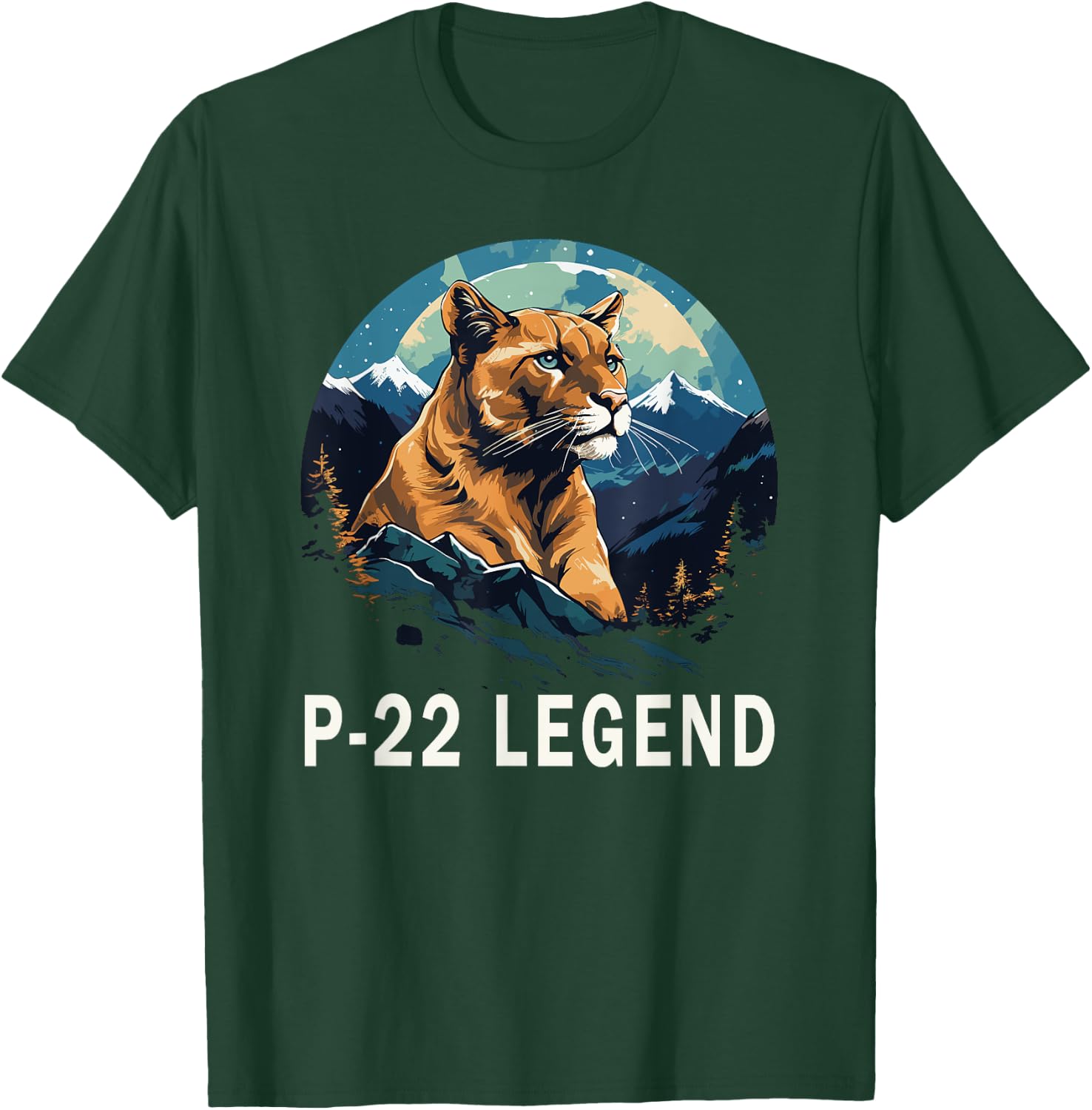 Mountain Lion P22 Legend Blue Wildlife Never Forget T-Shirt - T-Shirt | Forest