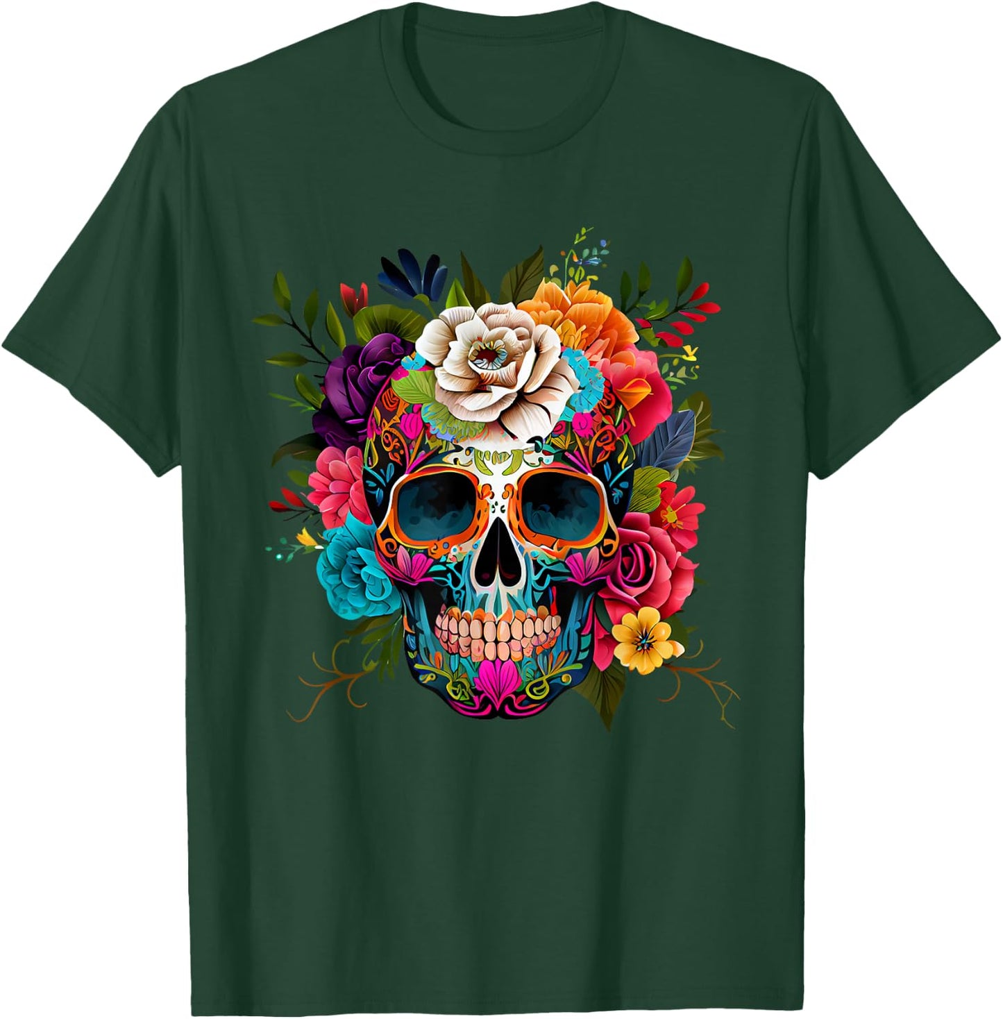 Dia De Los Muertos Deko Mexikanischer Kopf Sugar Skull T-Shirt - T-Shirt | Forest