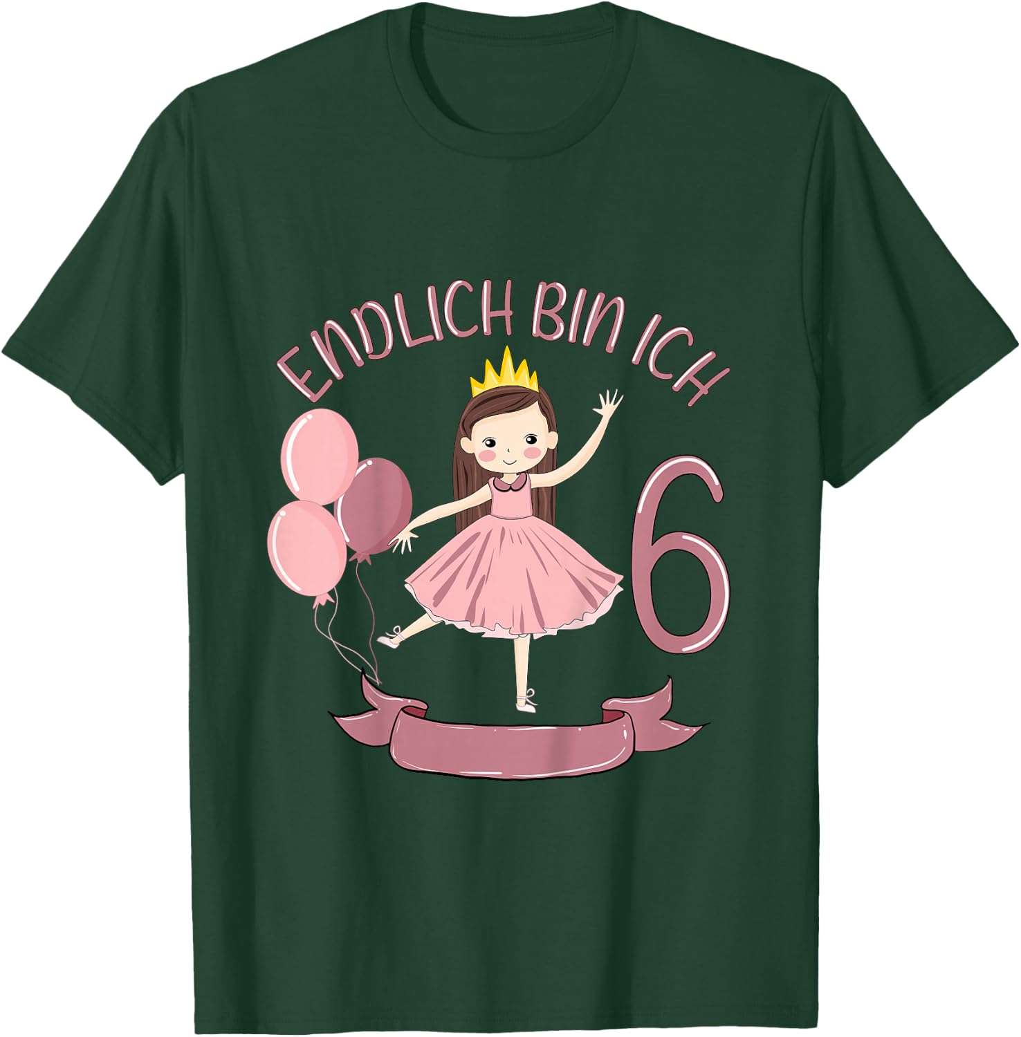 Children's 6 Years Princess Endlich Bin Ich 6 Girls 6th Birthday , black, 80 T-Shirt - T-Shirt | Forest
