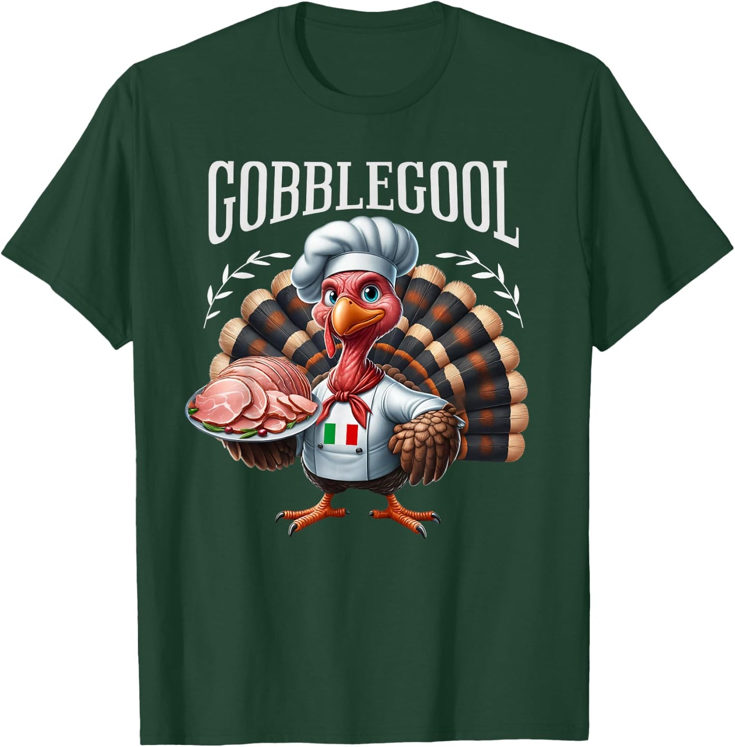 Funny Gobblegool Turkey Cheef Shirt - Adults Thanksgiving Retro Cartoon Turkey - Black, Small, Short Sleeve T-Shirt - T-Shirt | Forest