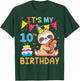 Sloth With Cake Happy Me 10 Years Old It's My 10th Birthday T-Shirt - T-Shirt | Forest