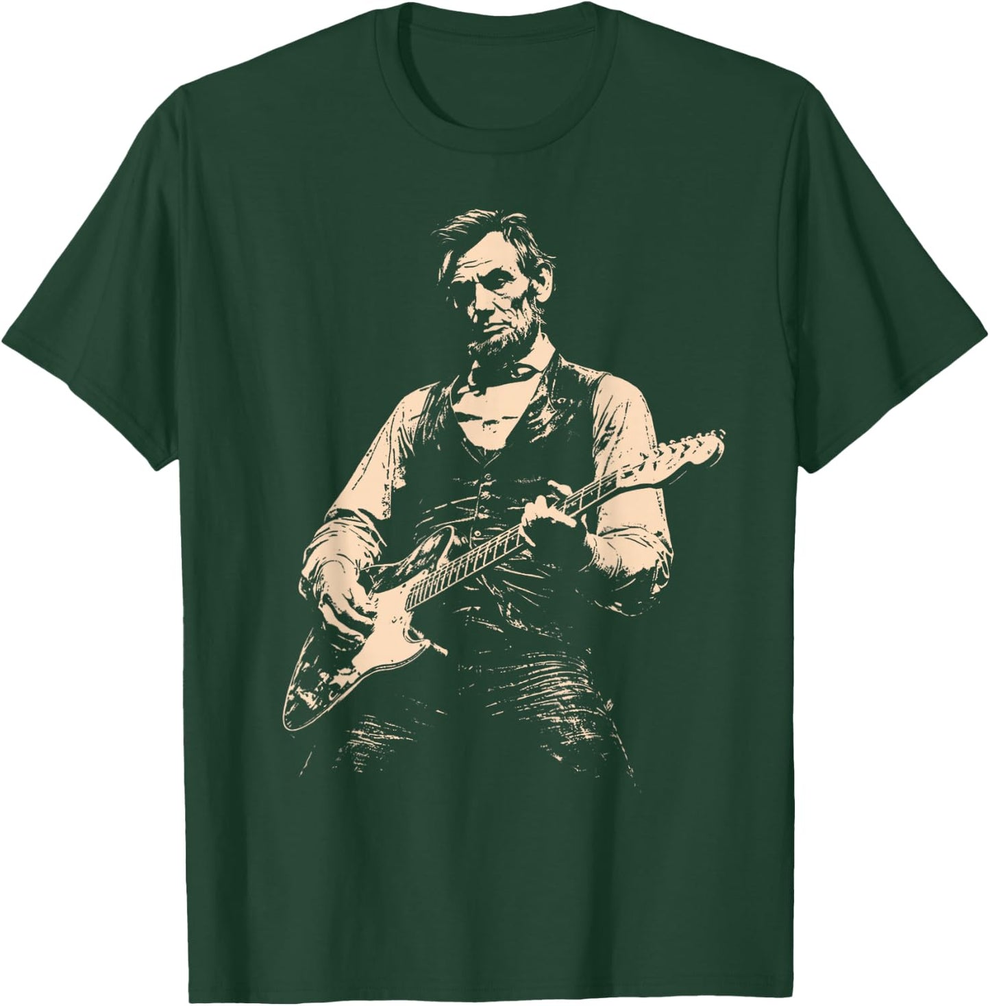 Retro George Washington Abe Lincoln Guitar Duo T-Shirt - T-Shirt | Forest