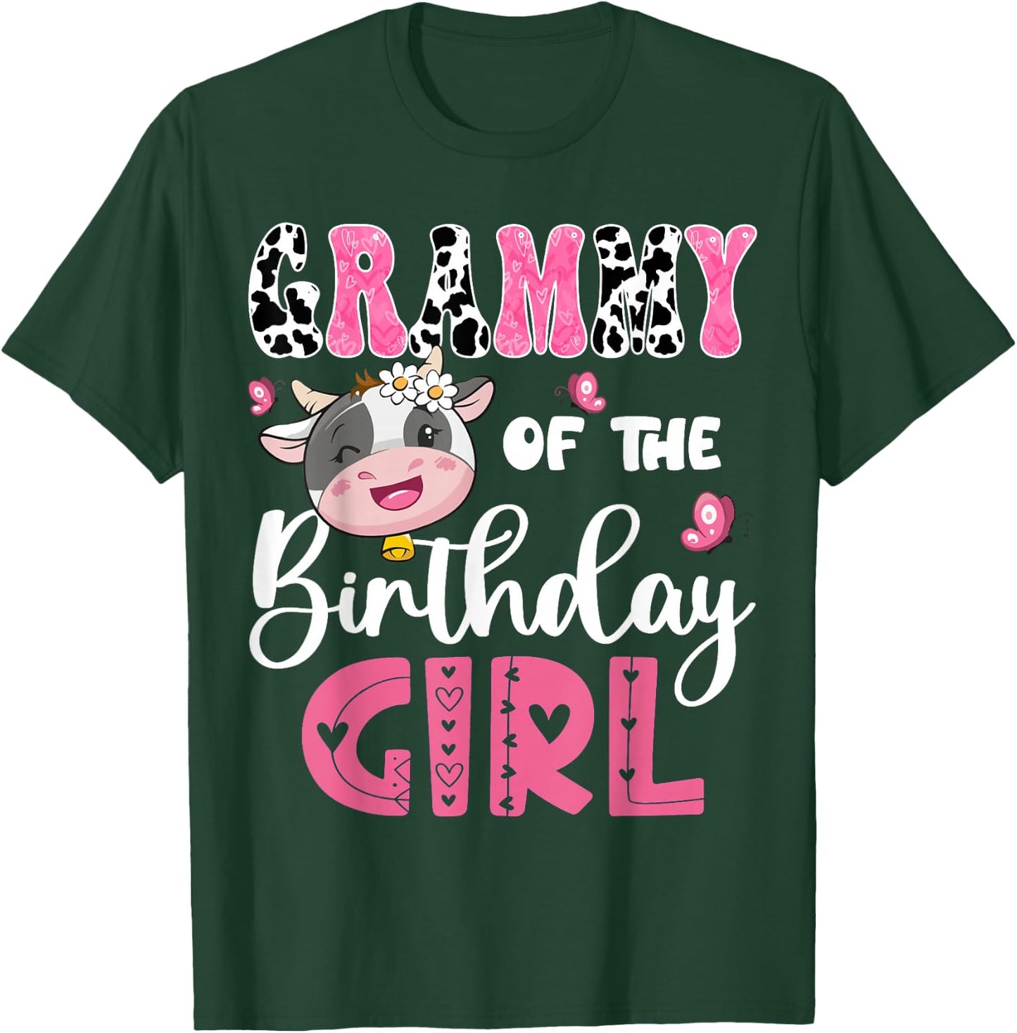 Grammy Of The Birthday Girl Farm Cow 1St Birthday Party T-Shirt - T-Shirt | Forest