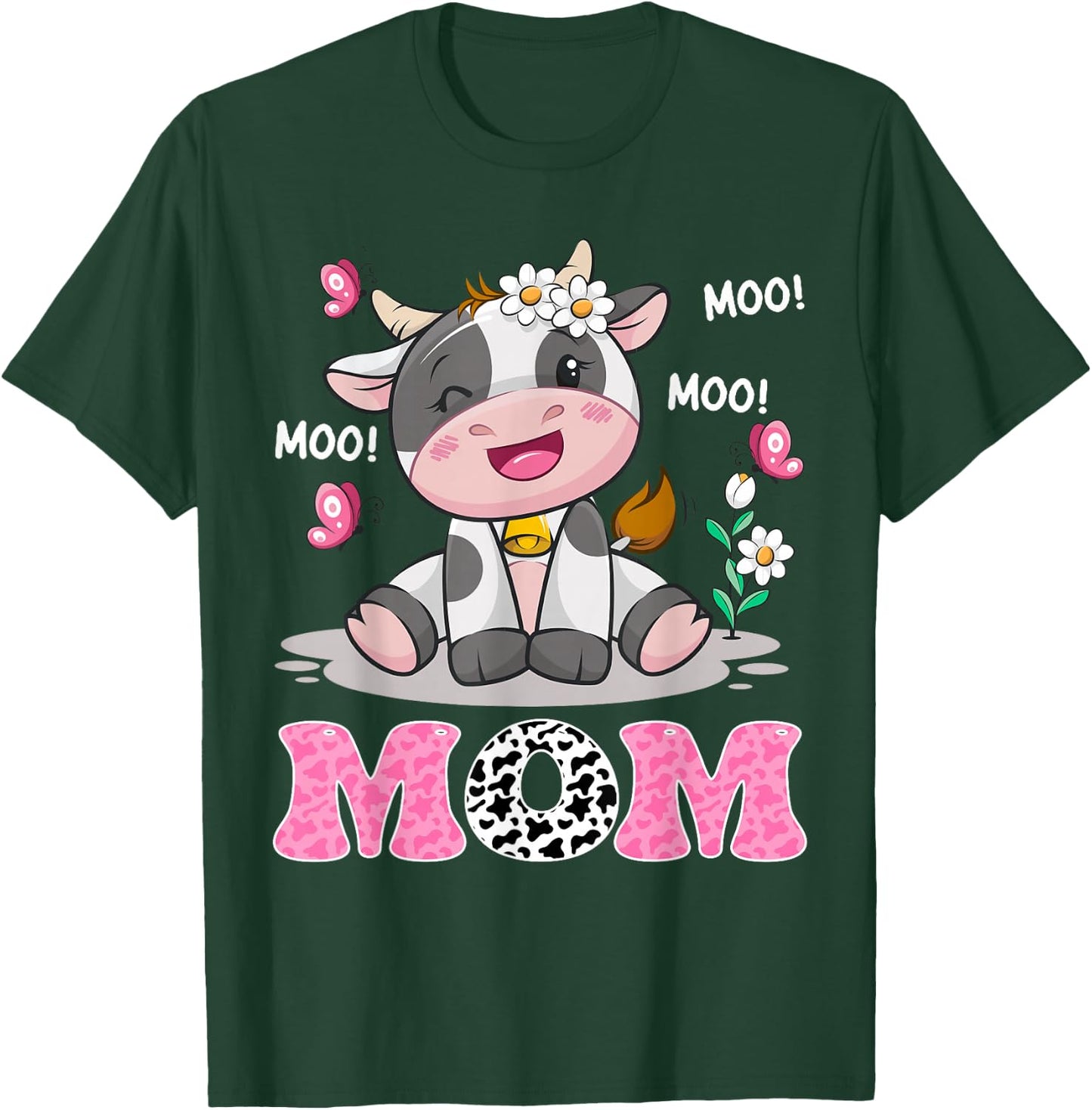 Mom Cute Cow Moo Moo Farmer Birthday Family Matching T-Shirt - T-Shirt | Forest