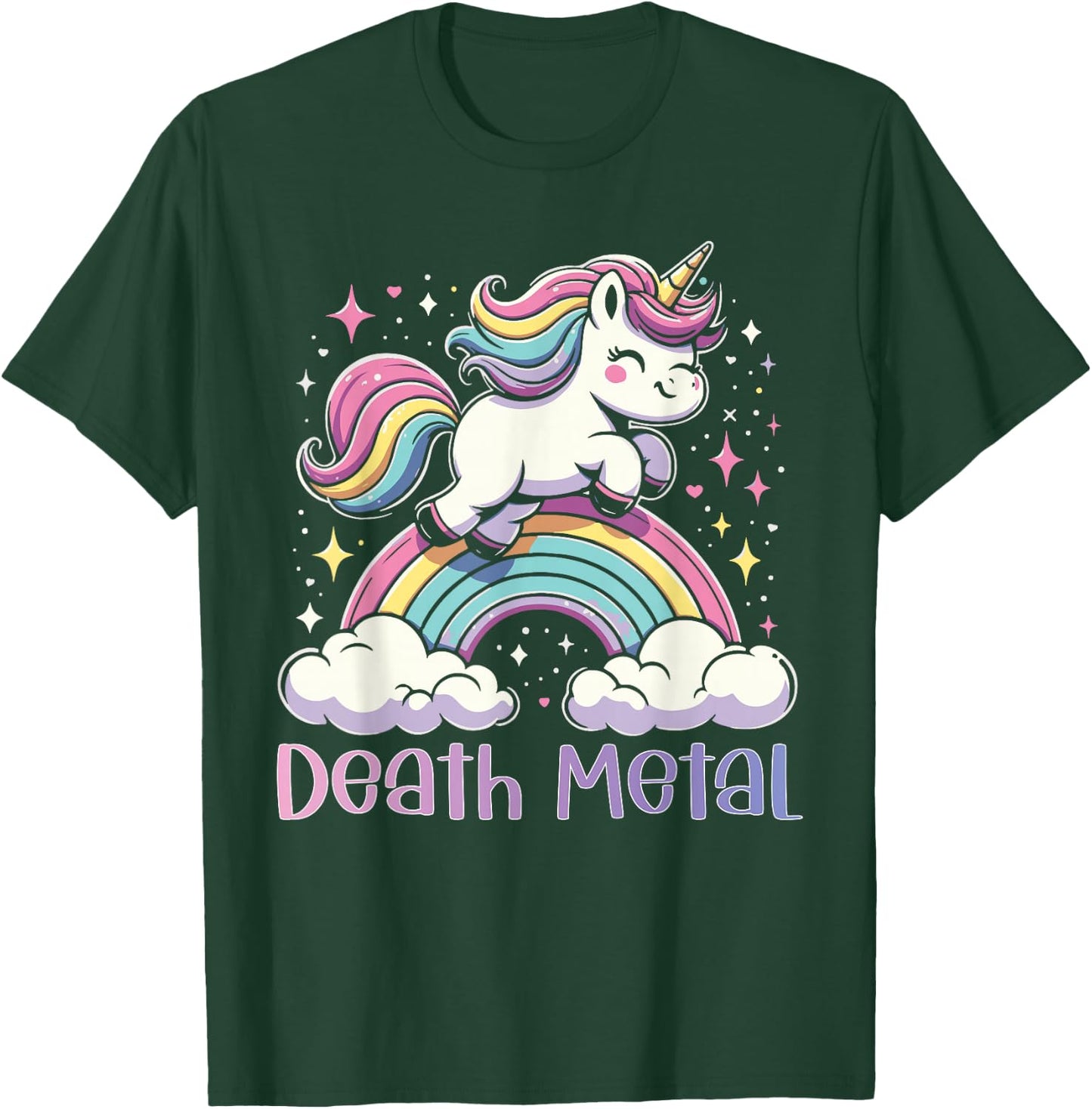 Death Metal Unicorn Rainbow Heavy Metal Rock Music T-Shirt - T-Shirt | Forest