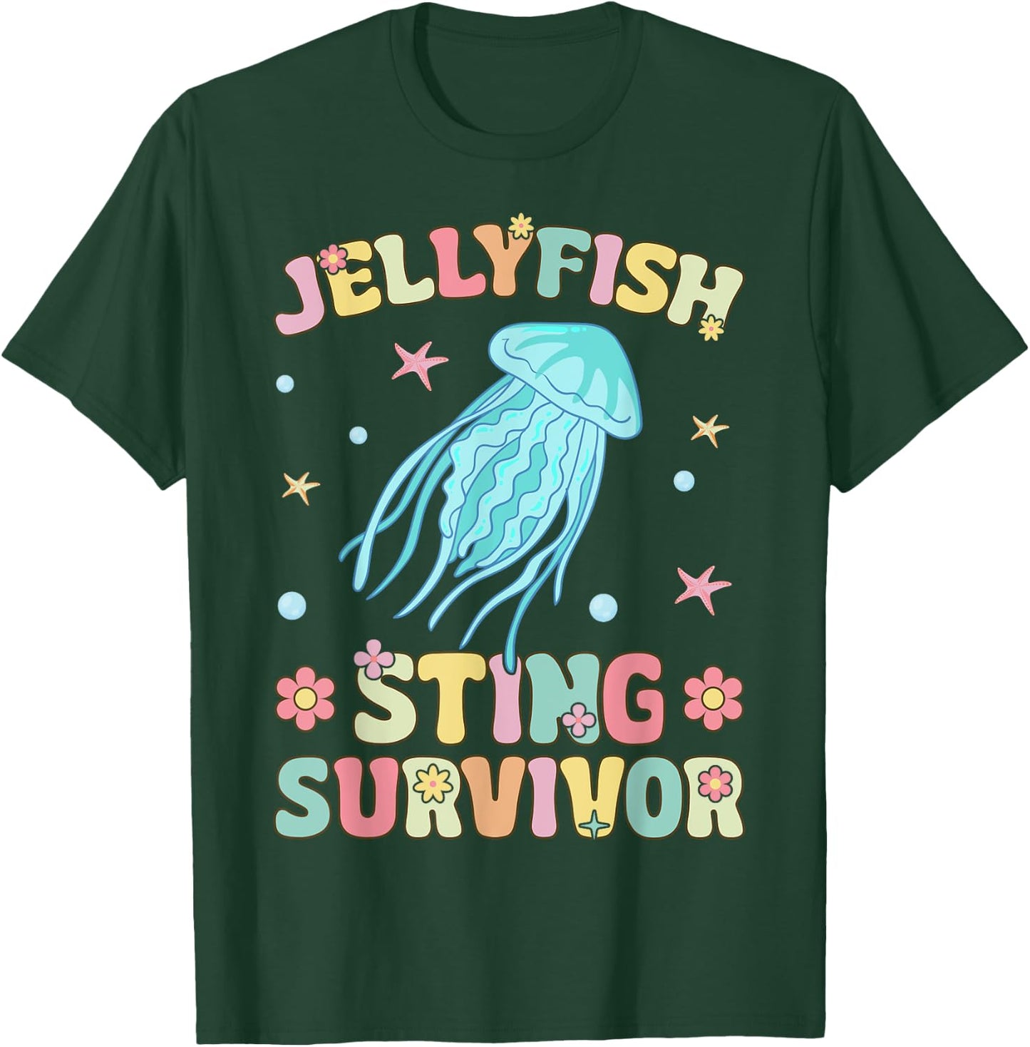 Jellyfish Sting Survivor Groovy Ocean Animal T-Shirt - T-Shirt | Forest