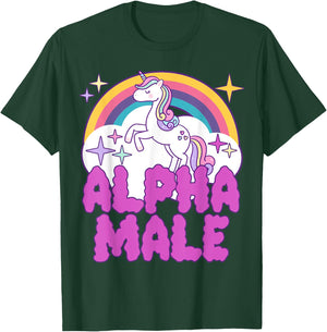 Ironic Alpha Male Unicorn Rainbow Funny Meme T-Shirt - T-Shirt | Forest