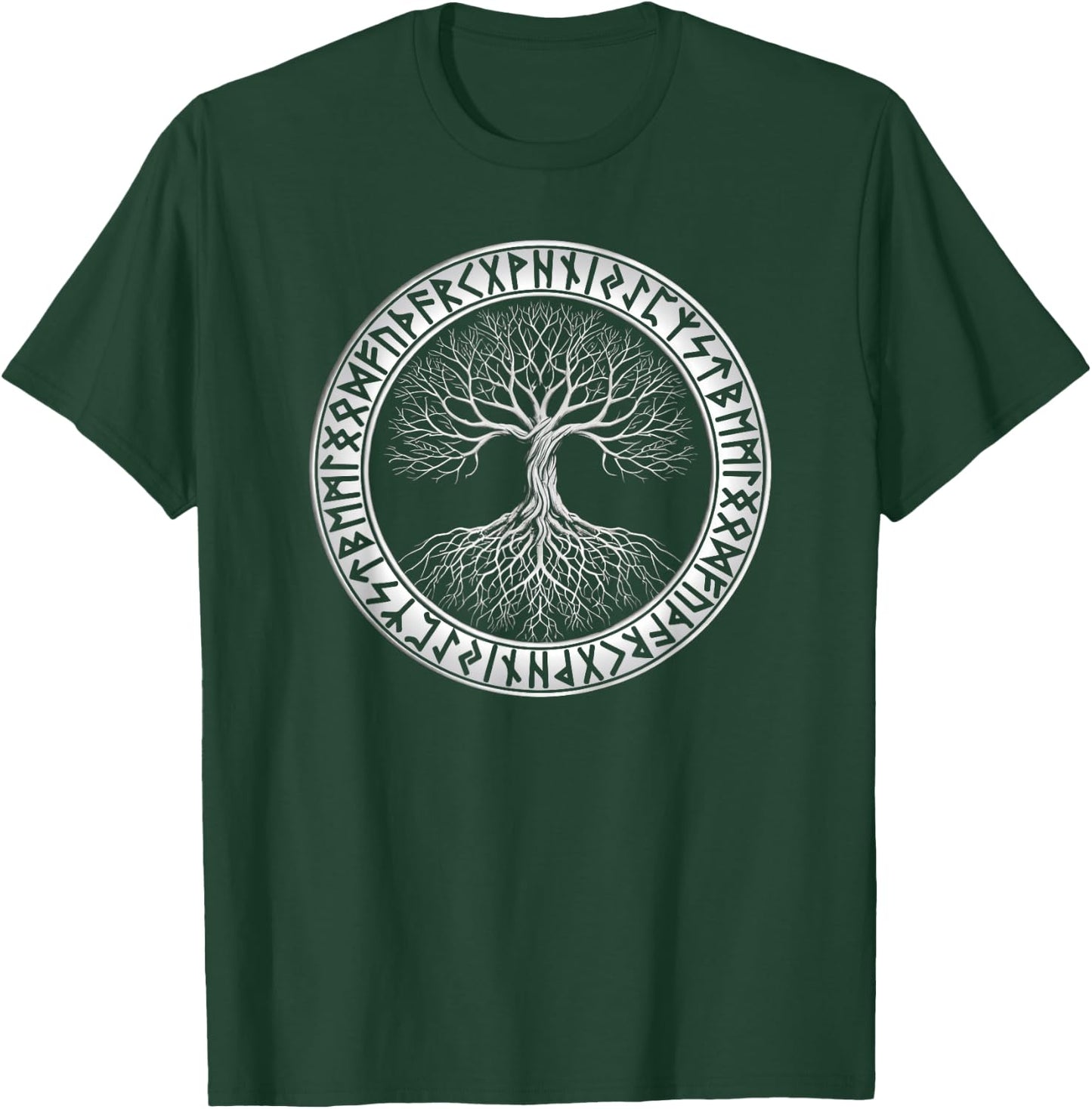 Nordic Tree of Life Yggdrasil Circle of Runes Viking T-Shirt - T-Shirt | Forest