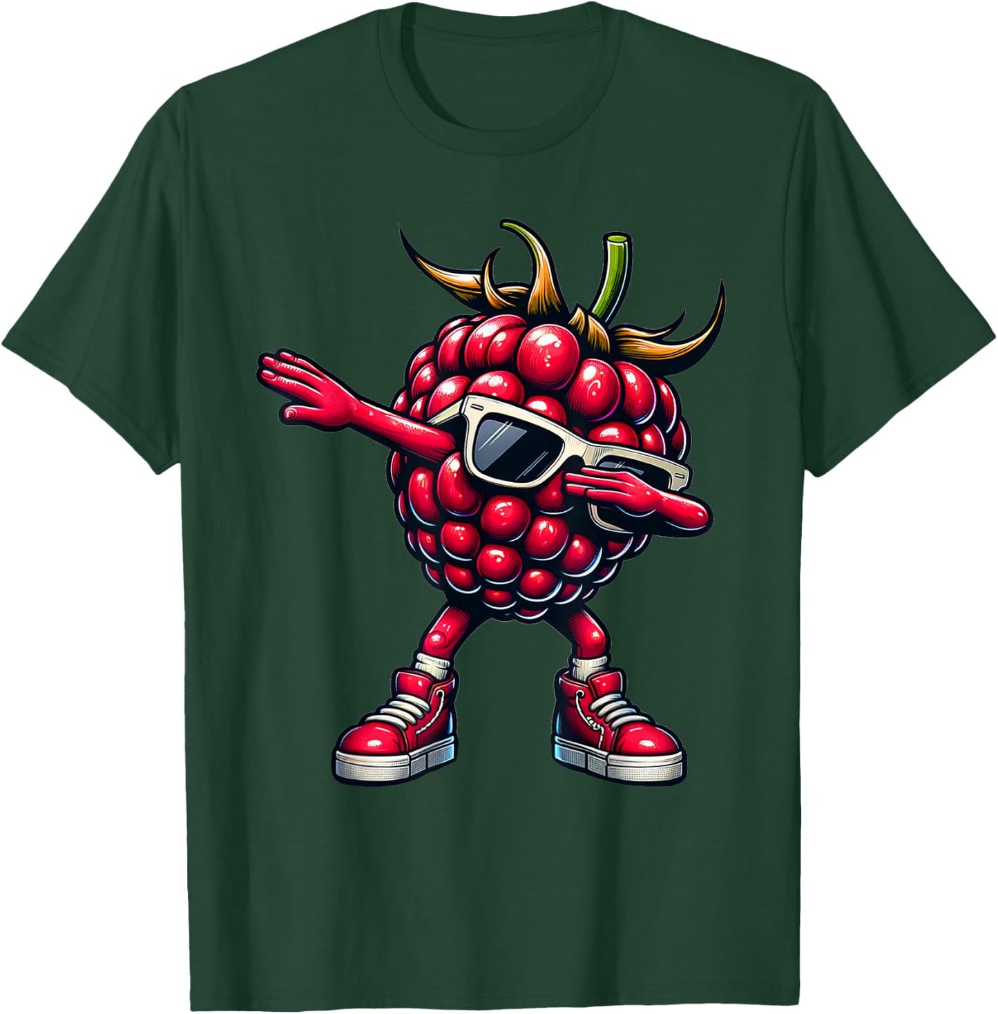 Dabbing Himbeere | Lustige rosa Himbeer Obst Frucht Geschenk T-Shirt - T-Shirt | Forest