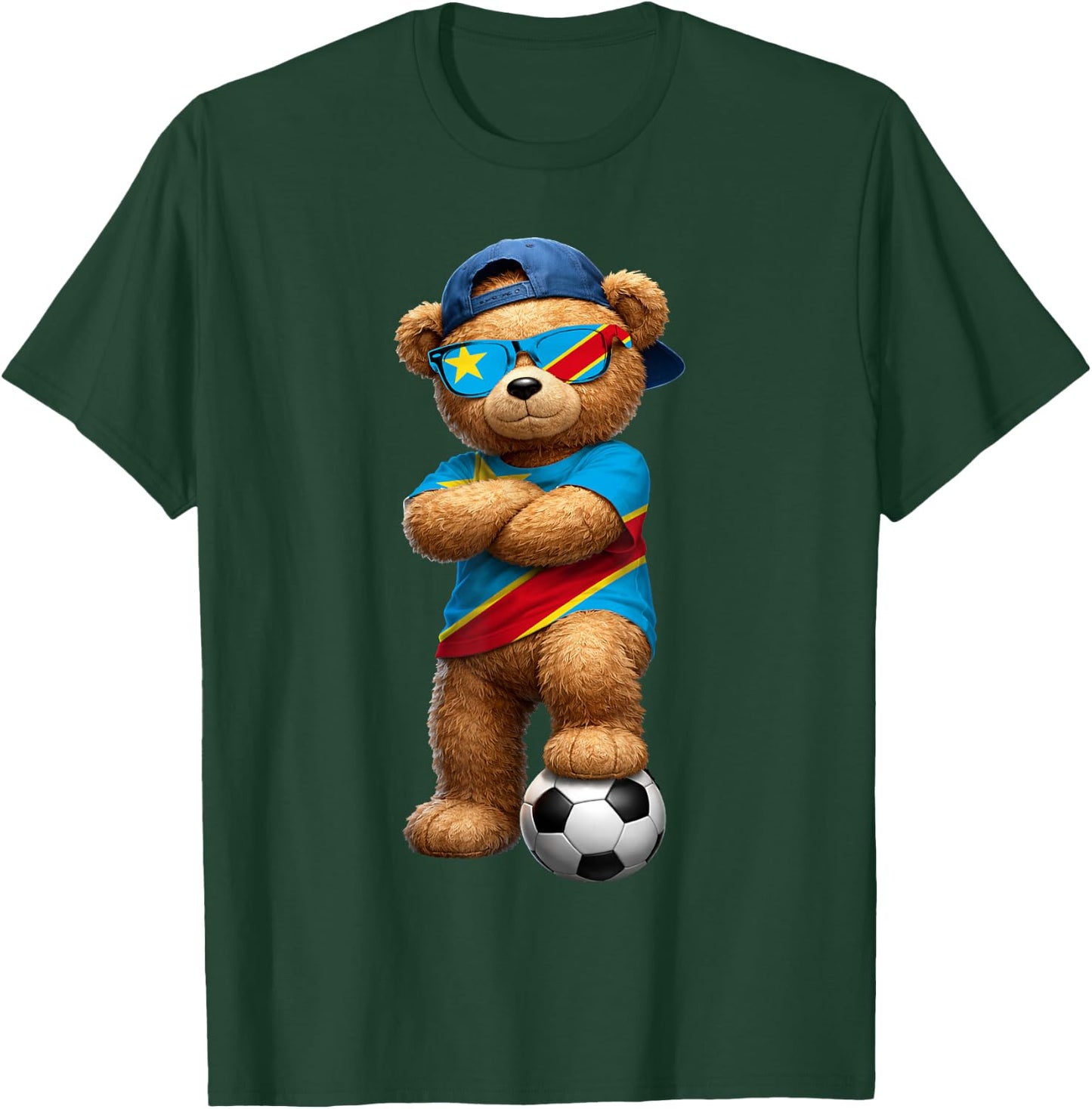 Congolese Flag Teddy Player Sports Outfit for Congo T-Shirt - T-Shirt | Forest
