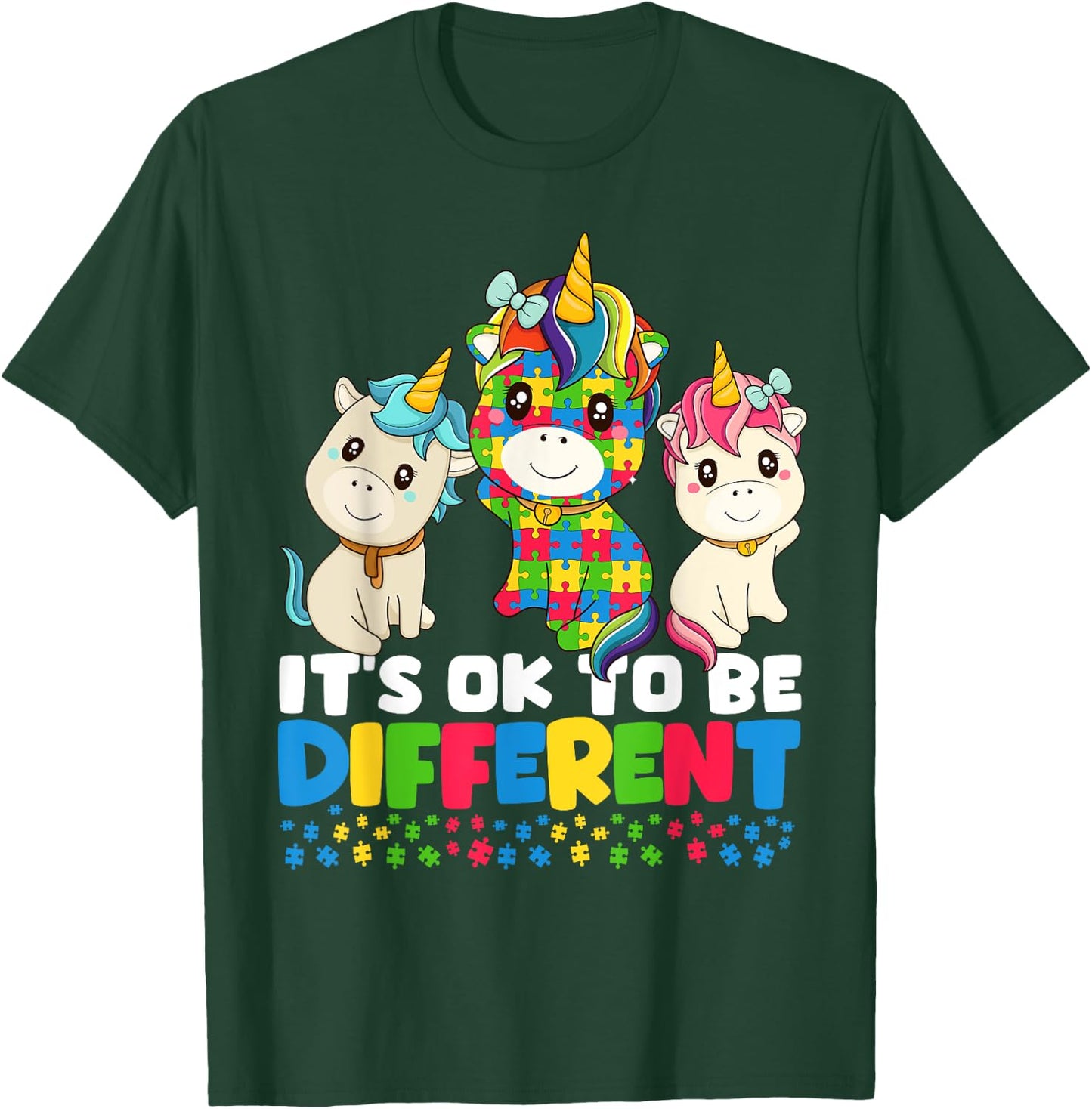 Unicorn Autism Awareness Shirt, It’s Ok To Be Different Kids T-Shirt - T-Shirt | Forest