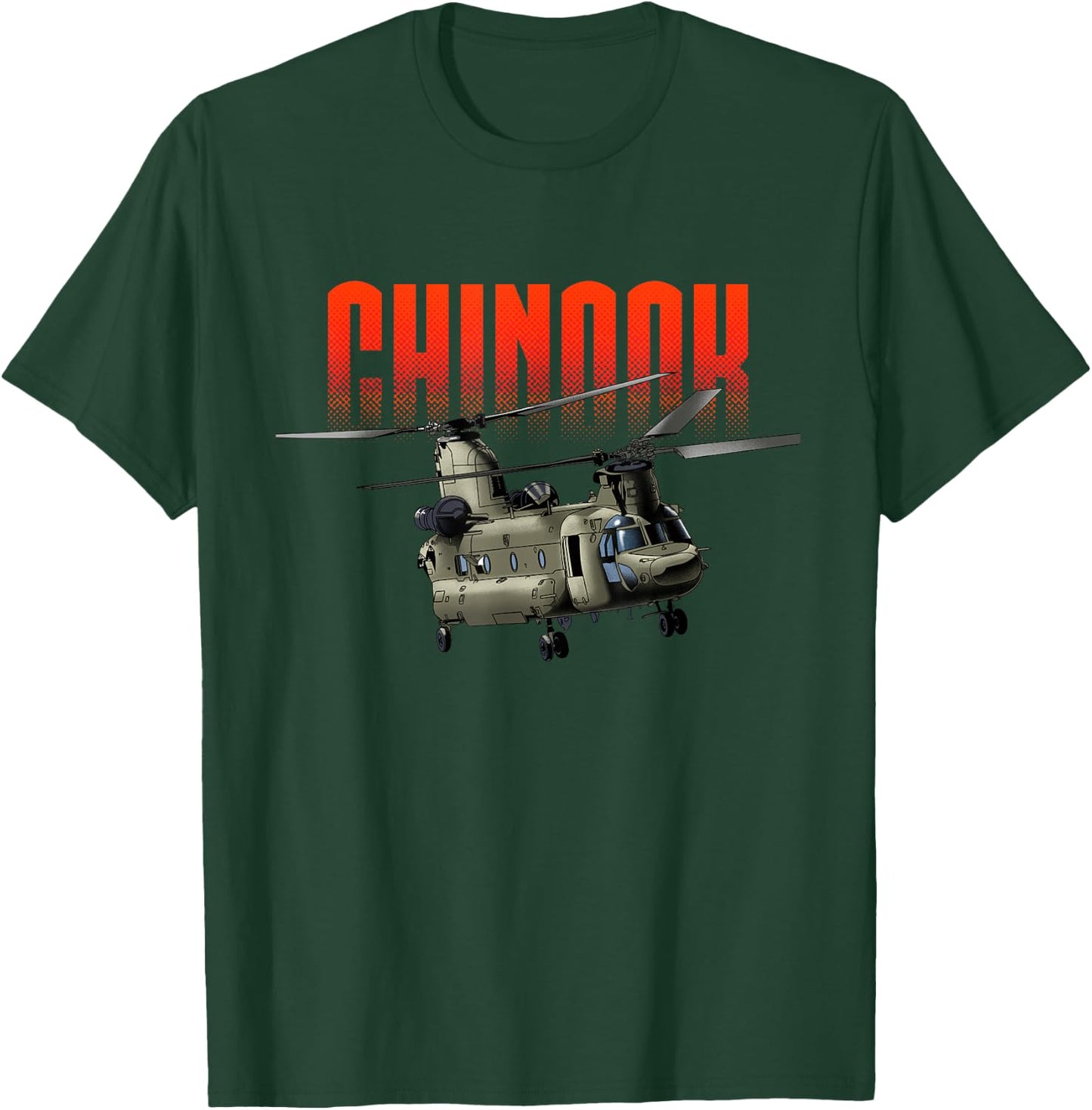 USA Military Warbird Helicopter Chinook T-Shirt - T-Shirt | Forest