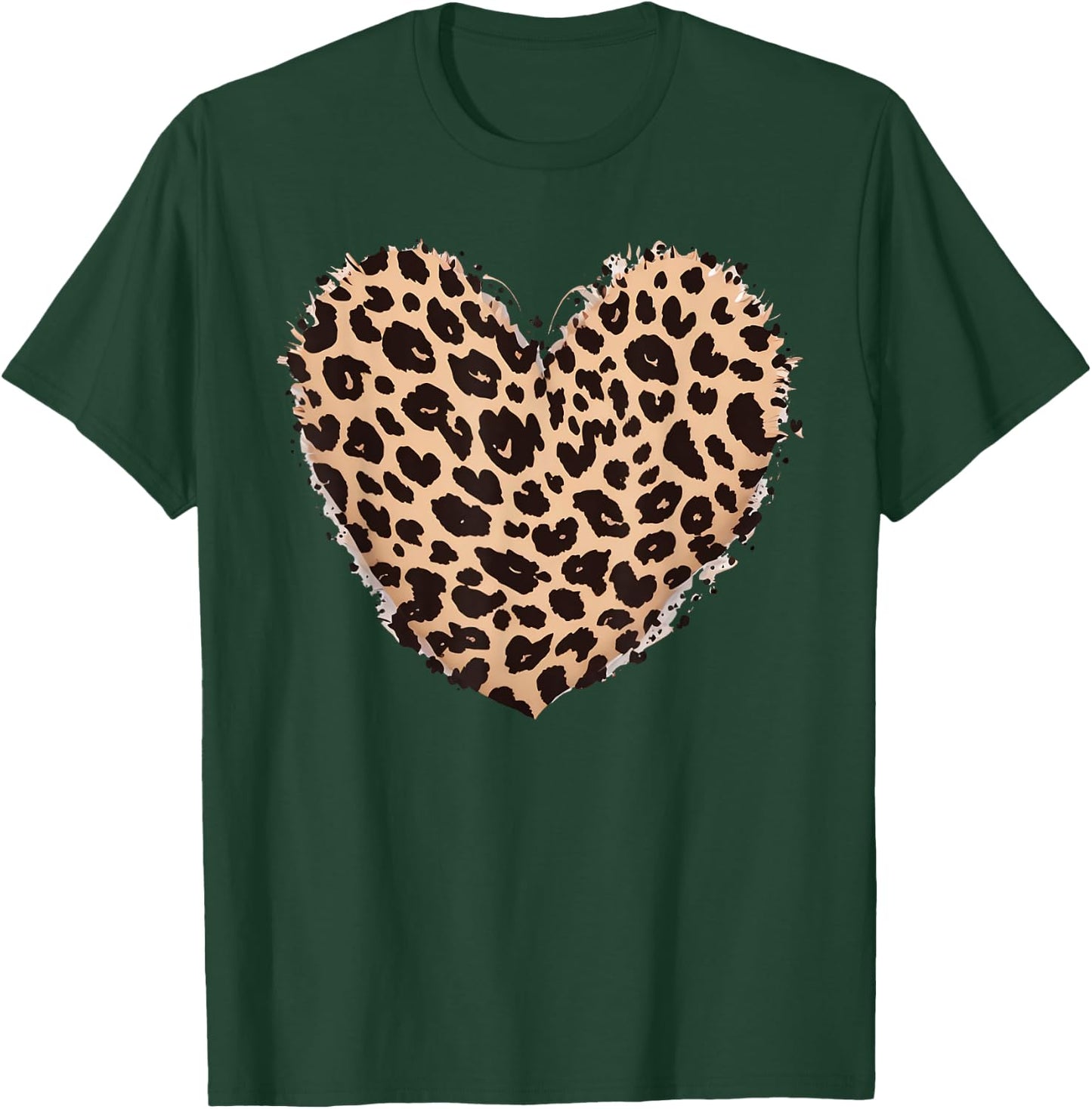 Cheetah Leopard Heart Girls Animal Print , black T-Shirt - T-Shirt | Forest