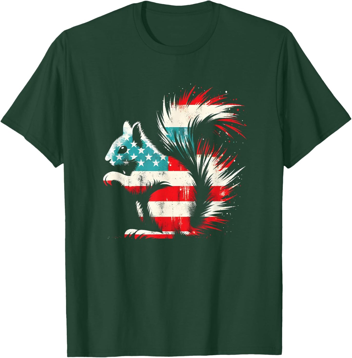 Squirrel American Flag - Patriotic USA Squirrel Rodent Lover T-Shirt - T-Shirt | Forest