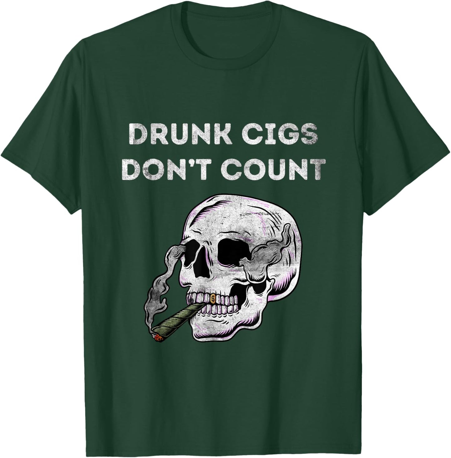 Halloween Skeleton Drunk Cigs Don't Count Vintage Funny Cool T-Shirt - T-Shirt | Forest