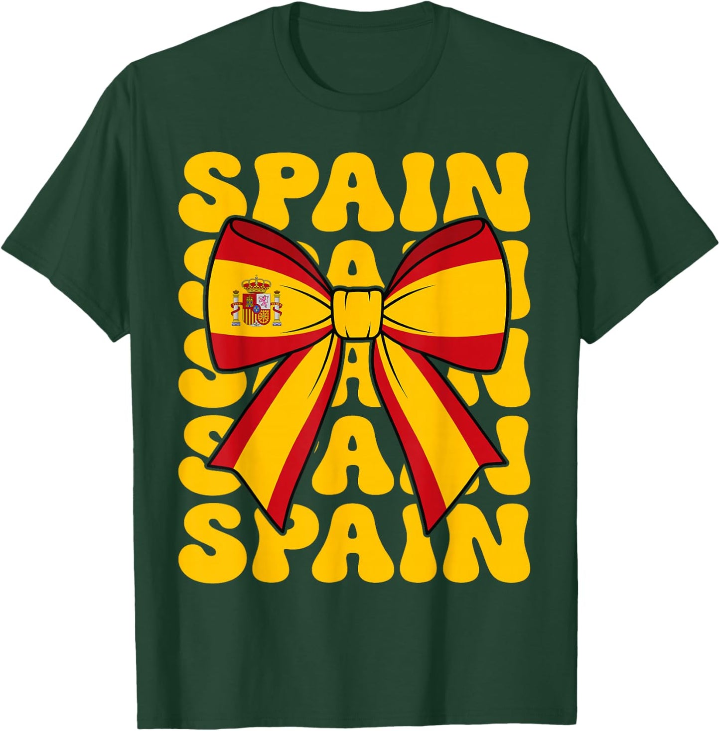 Spanish Girl Coquette Bow Spain Flag Cute Retro Groovy Spain T-Shirt - T-Shirt | Forest