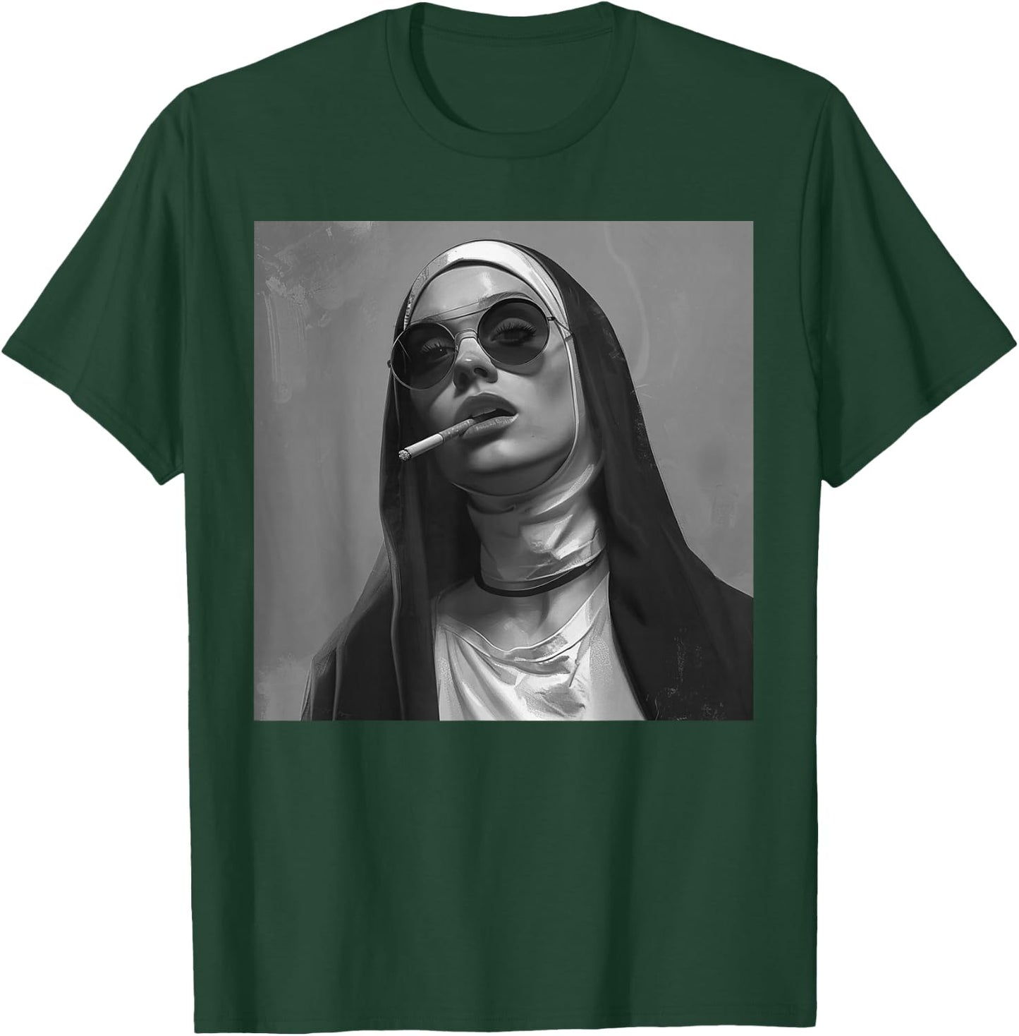 Hot nun smokes cigarette, Rebellious nun T-Shirt - T-Shirt | Forest