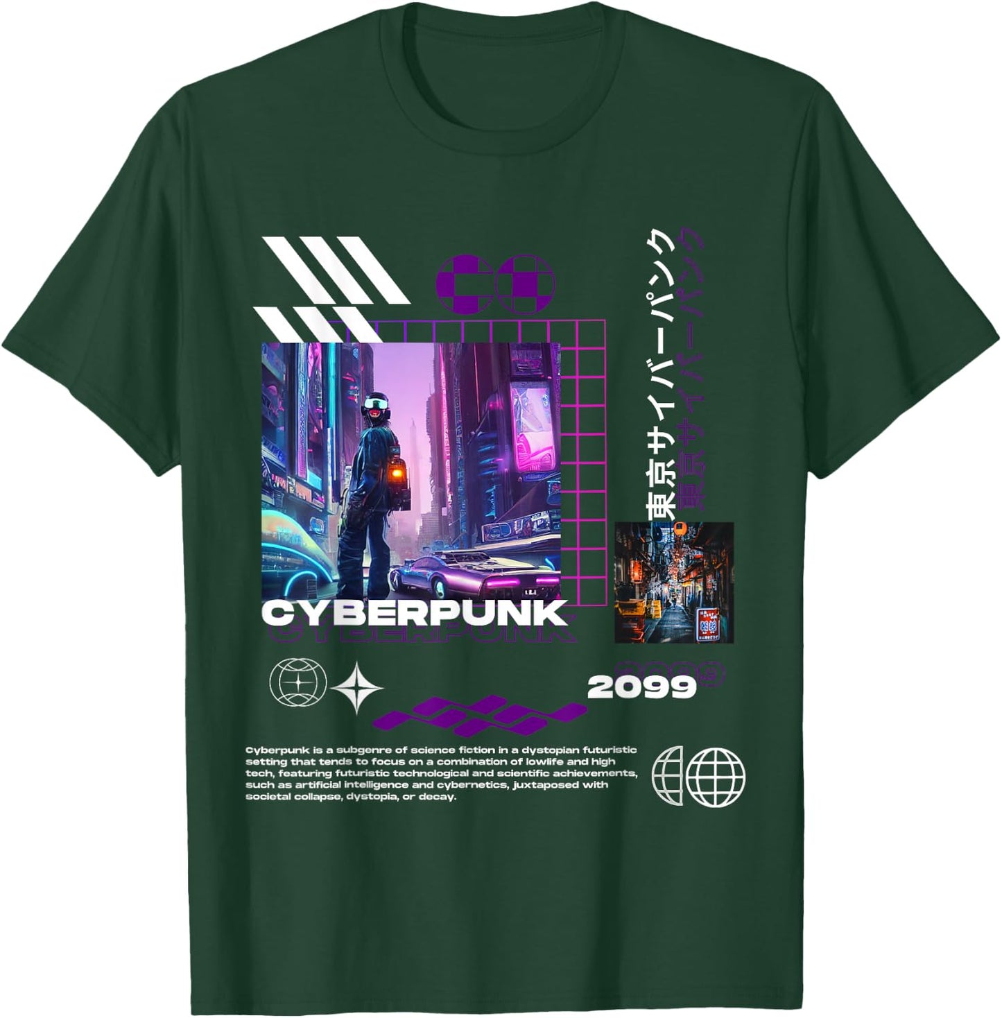 Tokyo Cyberpunk 2099 Urbane Stadtbild-Ästhetik T-Shirt - T-Shirt | Forest
