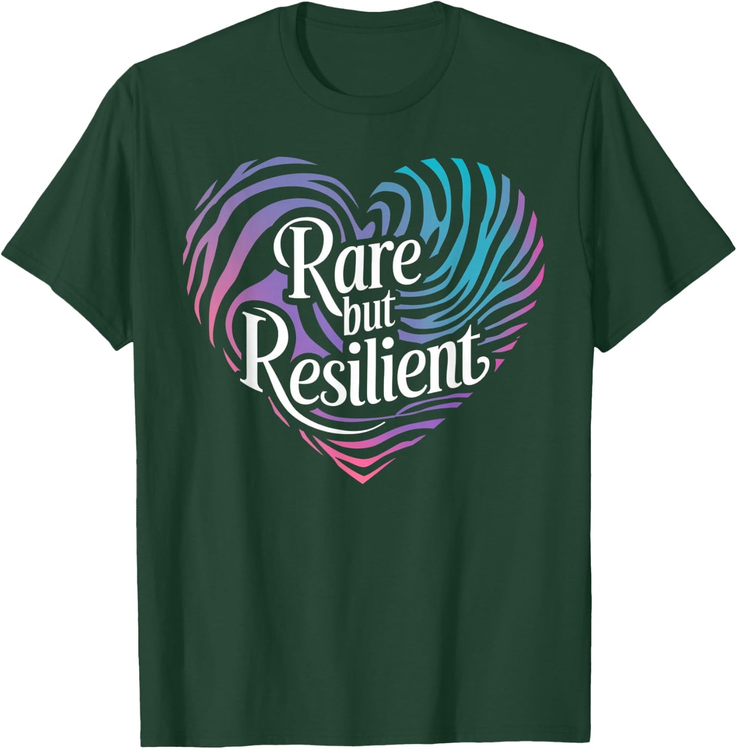 Rare but Resilient Zebra Heart Shirt - Rare Disease Day 2026 T-Shirt - T-Shirt | Forest